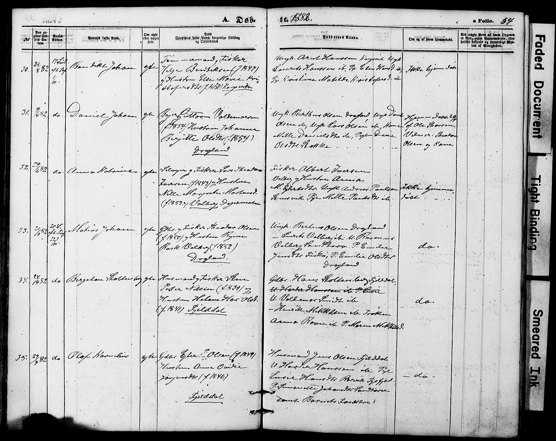 Ministerialprotokoller, klokkerbøker og fødselsregistre - Nordland, AV/SAT-A-1459/865/L0930: Klokkerbok nr. 865C02, 1866-1884, s. 54