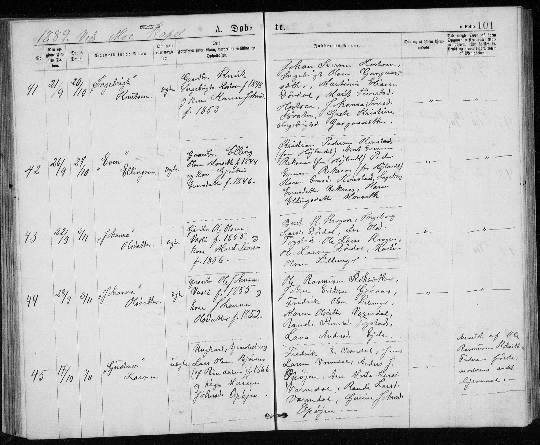 Ministerialprotokoller, klokkerbøker og fødselsregistre - Sør-Trøndelag, AV/SAT-A-1456/671/L0843: Klokkerbok nr. 671C02, 1873-1892, s. 101