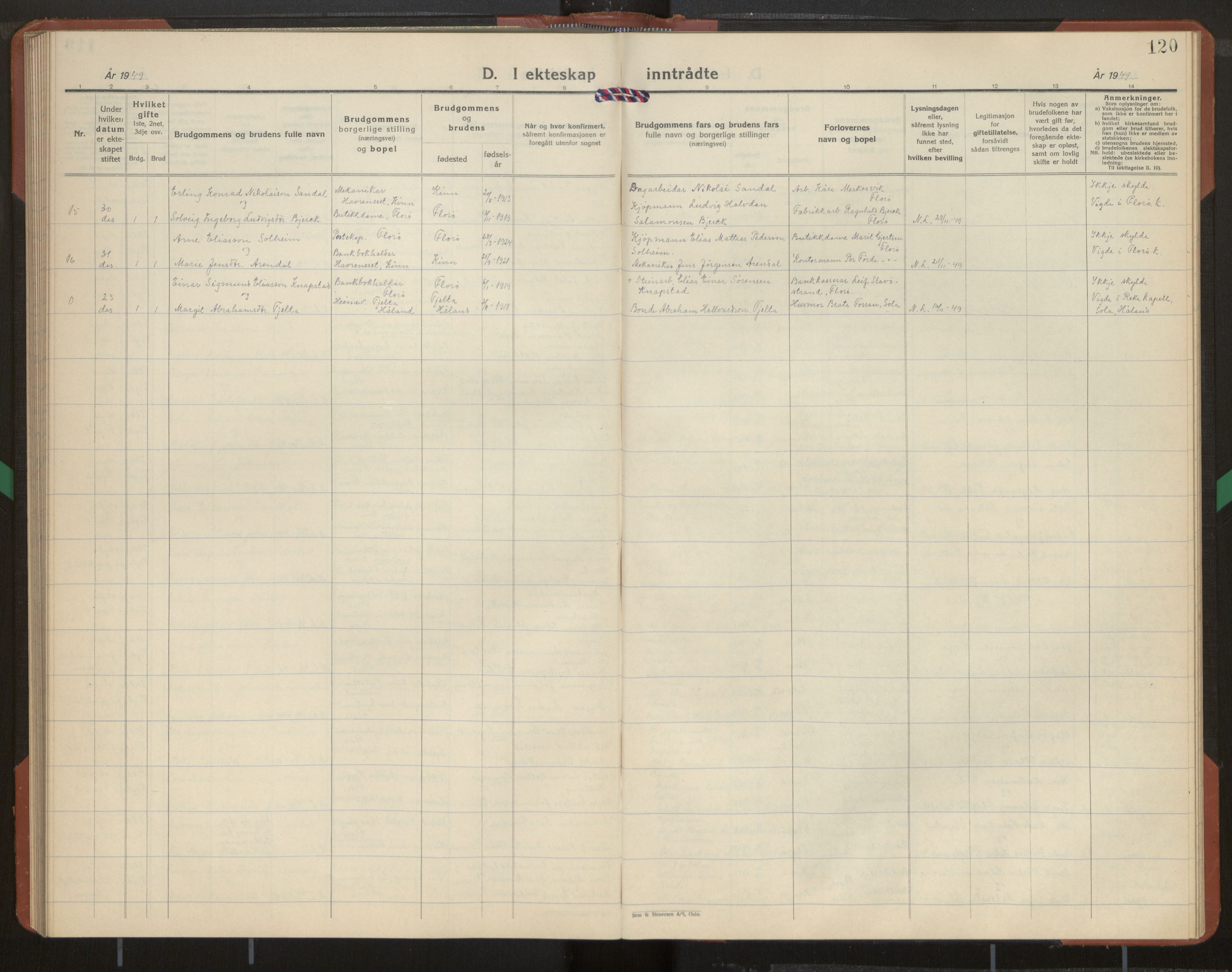 Kinn sokneprestembete, AV/SAB-A-80801/H/Hab/Habb/L0001: Klokkerbok nr. B 1, 1939-1959, s. 120