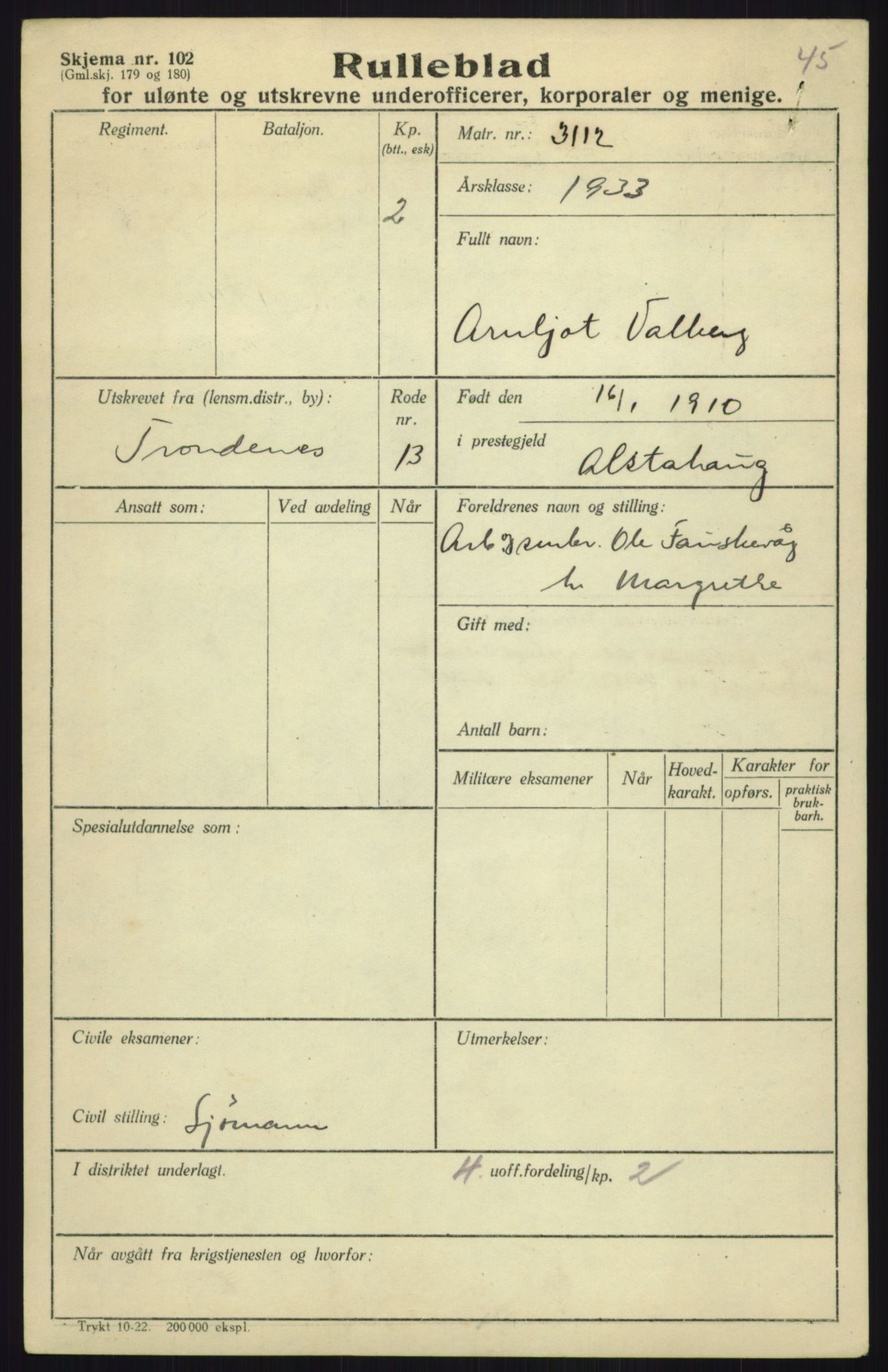 Forsvaret, Troms infanteriregiment nr. 16, AV/RA-RAFA-3146/P/Pa/L0017: Rulleblad for regimentets menige mannskaper, årsklasse 1933, 1933, s. 1333