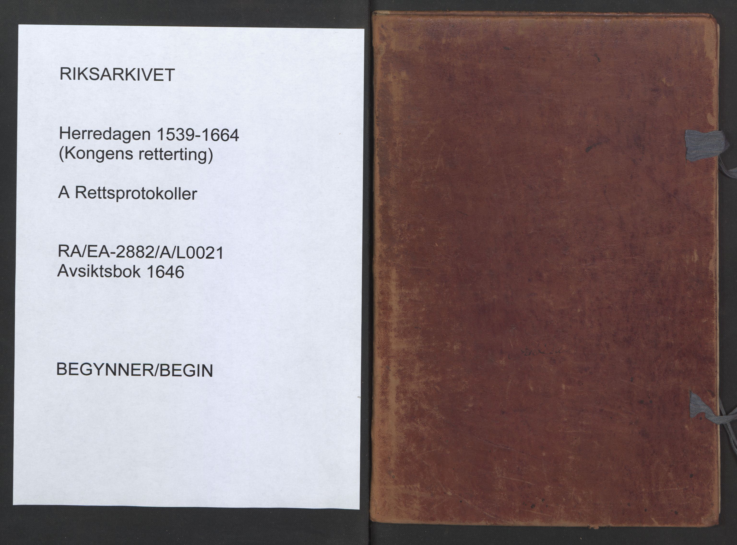 Herredagen 1539-1664  (Kongens Retterting), RA/EA-2882/A/L0021: Avsiktsbok, 1646