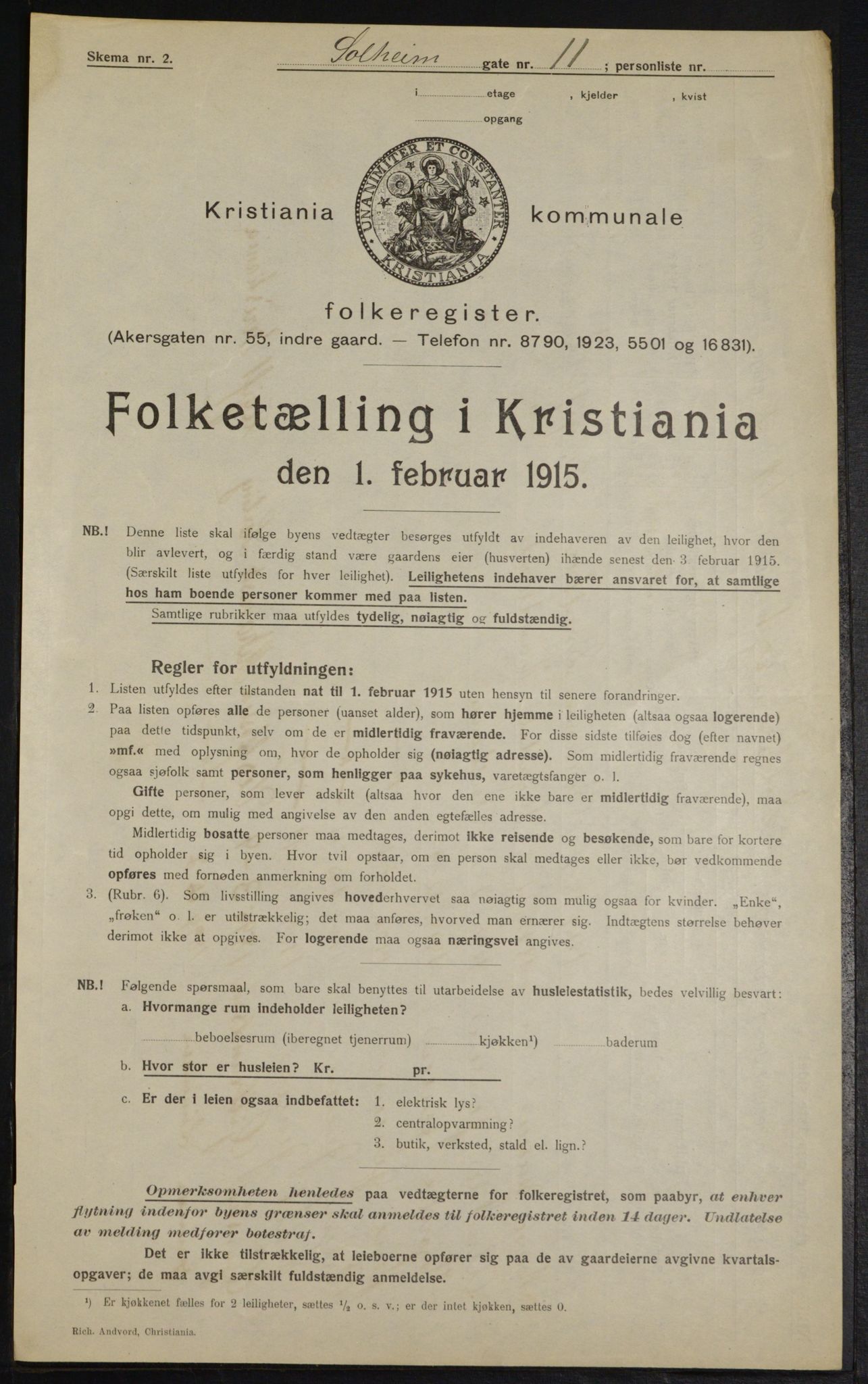 OBA, Kommunal folketelling 1.2.1915 for Kristiania, 1915, s. 99492