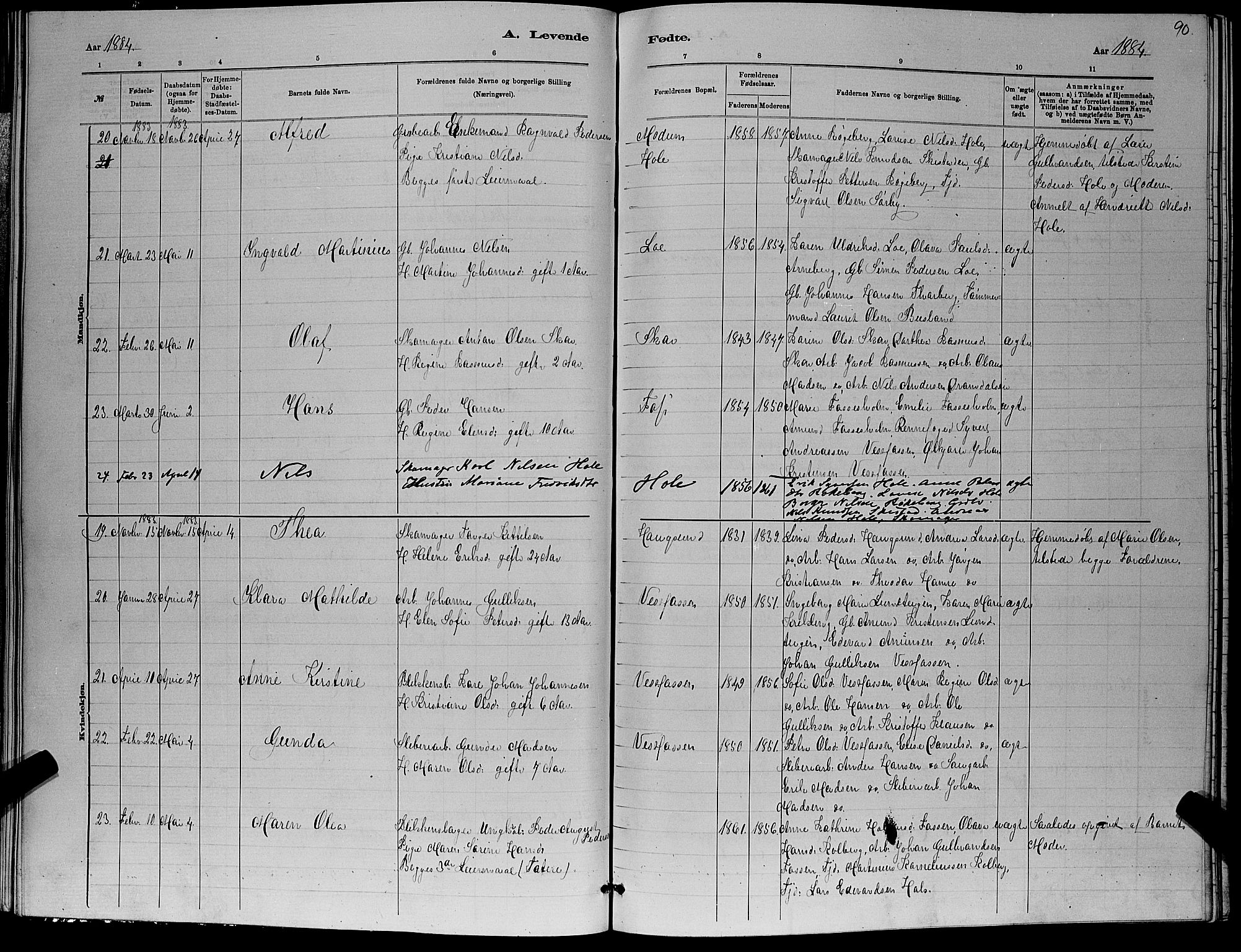 Eiker kirkebøker, AV/SAKO-A-4/G/Ga/L0005: Klokkerbok nr. I 5, 1878-1887, s. 90