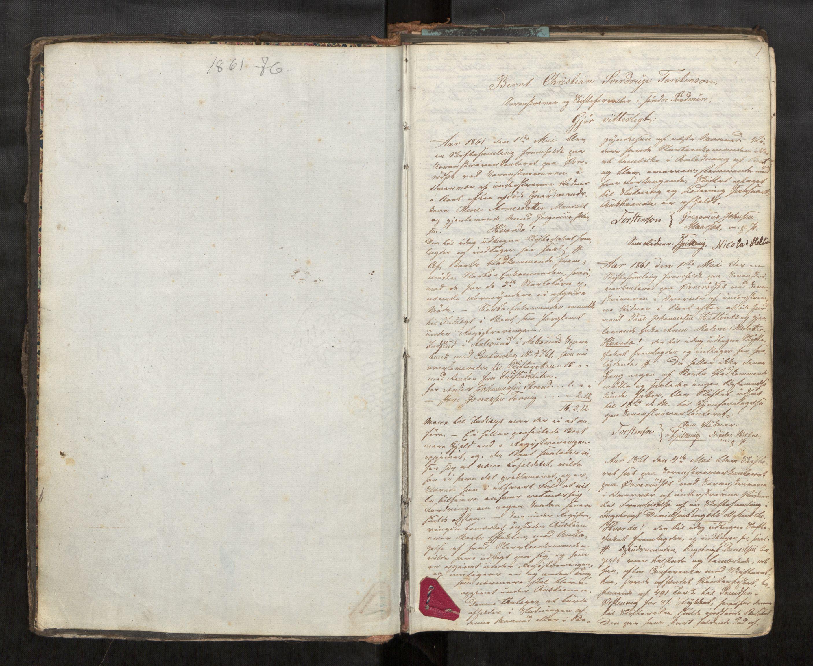 Søre Sunnmøre sorenskriveri, AV/SAT-A-4122/1/3/3B/L0003: Skiftebehandlings- / Skifteforhandlingsprotokollar, 1861-1876, s. 1