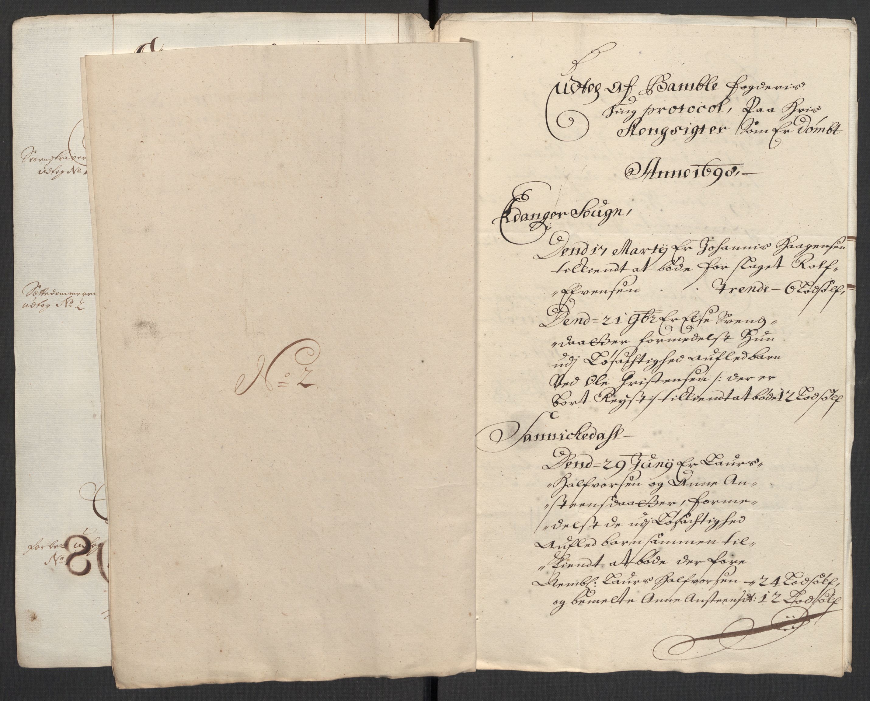 Rentekammeret inntil 1814, Reviderte regnskaper, Fogderegnskap, AV/RA-EA-4092/R36/L2099: Fogderegnskap Øvre og Nedre Telemark og Bamble, 1698, s. 43