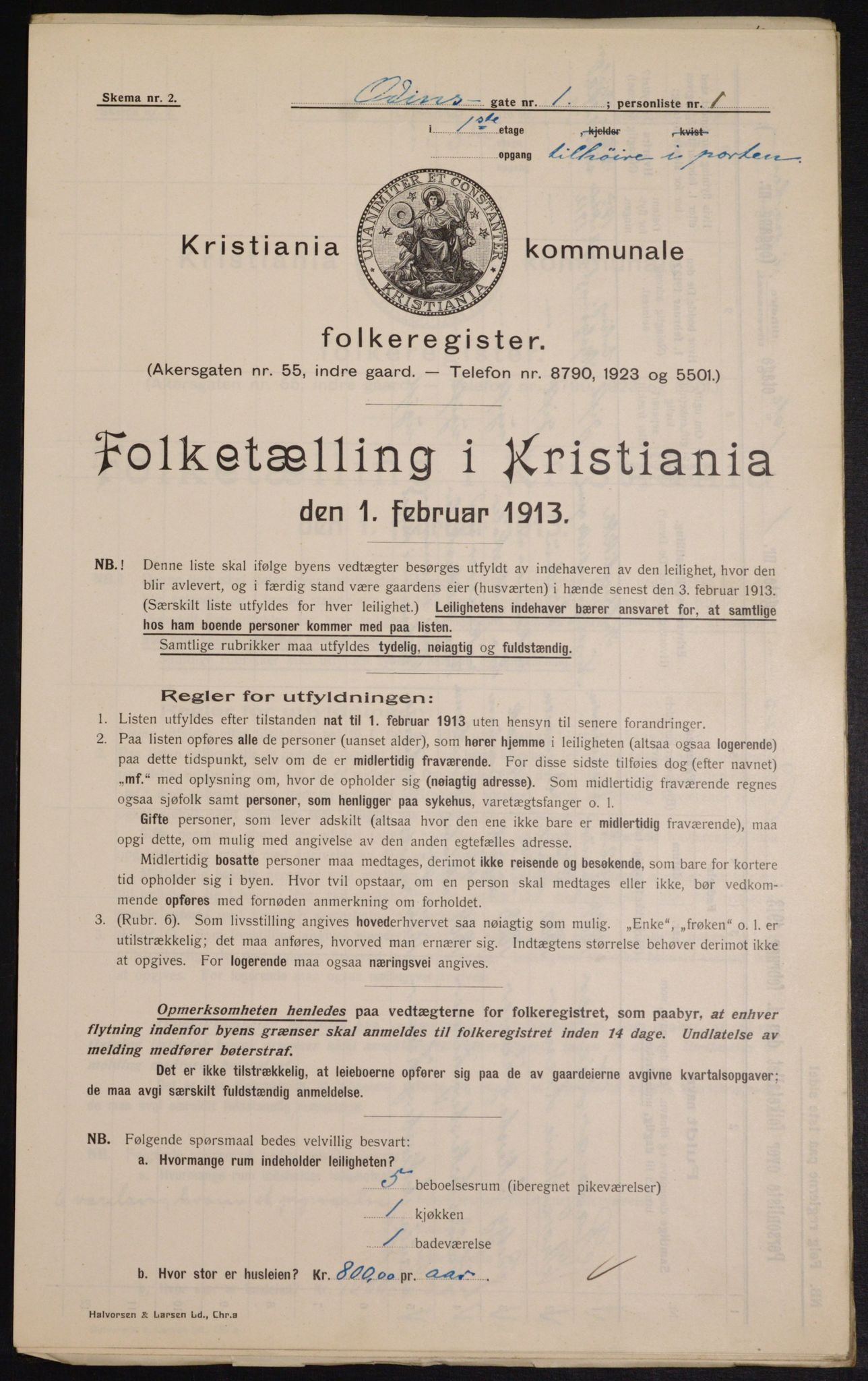 OBA, Kommunal folketelling 1.2.1913 for Kristiania, 1913, s. 74592