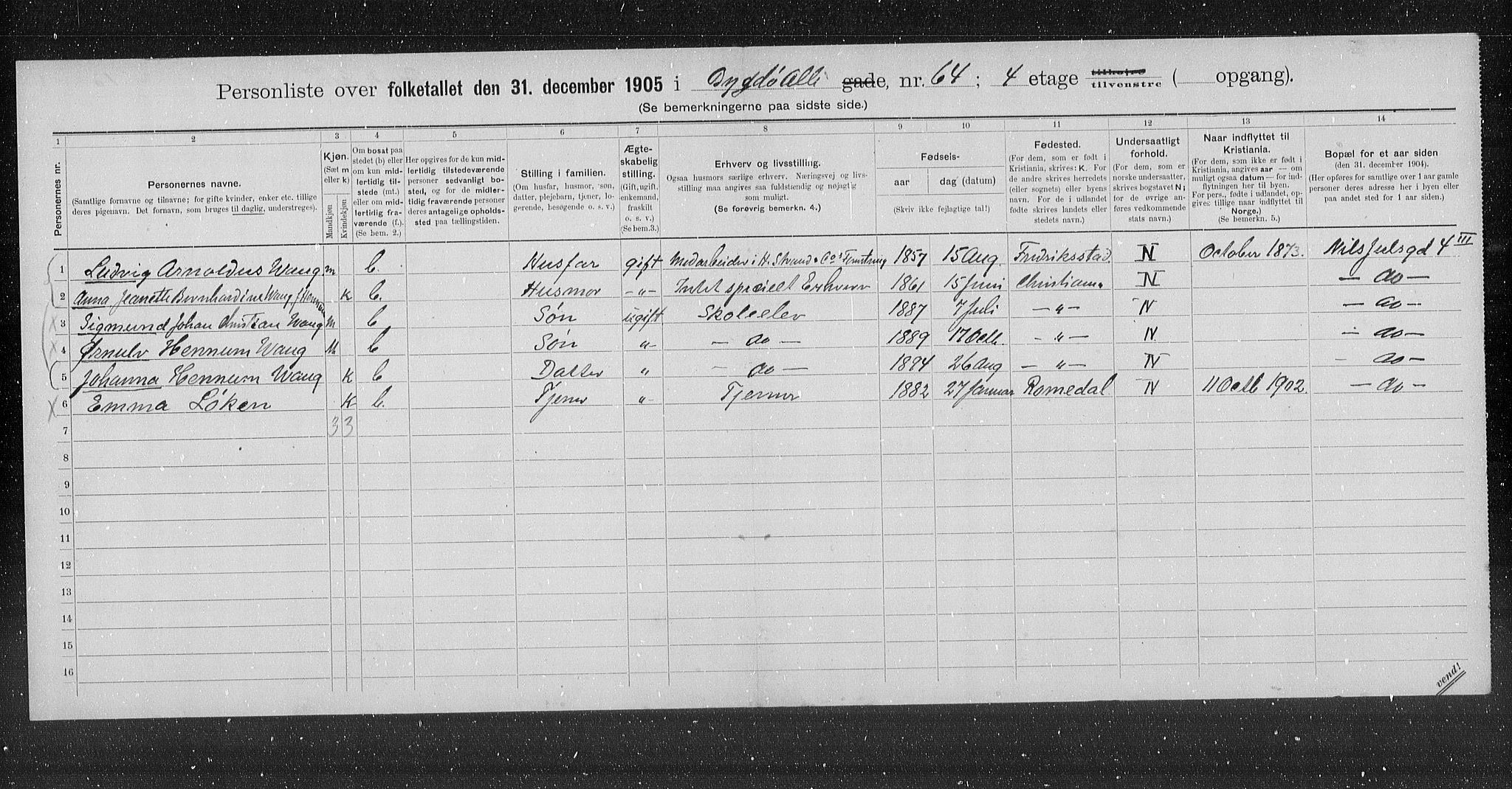 OBA, Kommunal folketelling 31.12.1905 for Kristiania kjøpstad, 1905, s. 5663