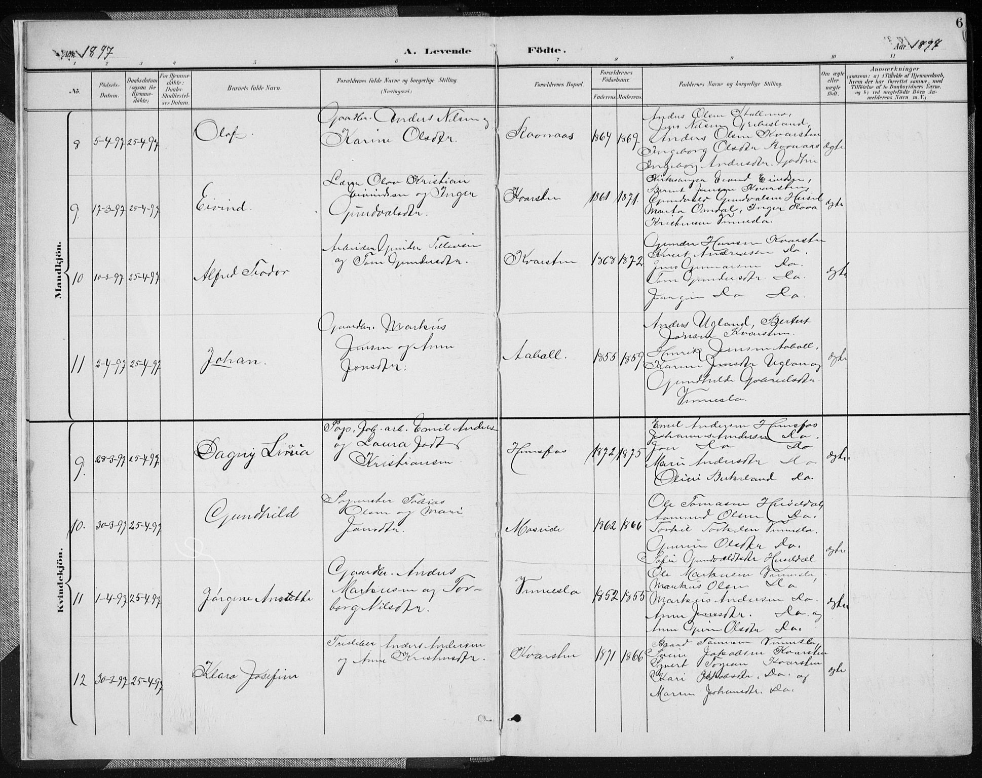 Vennesla sokneprestkontor, AV/SAK-1111-0045/Fa/Fab/L0005: Ministerialbok nr. A 5, 1897-1909, s. 6