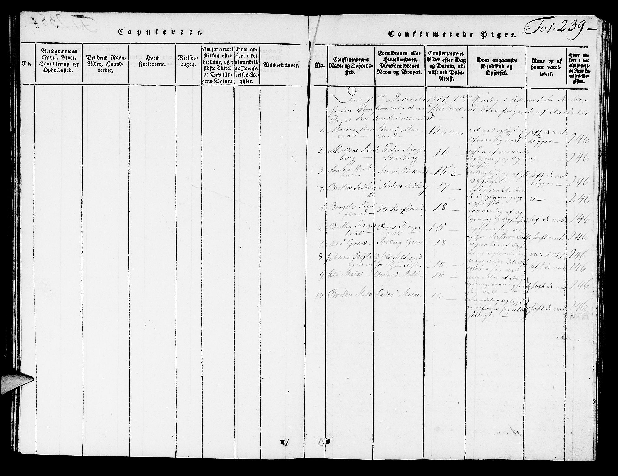 Hjelmeland sokneprestkontor, SAST/A-101843/01/V/L0002: Klokkerbok nr. B 2, 1816-1841, s. 239