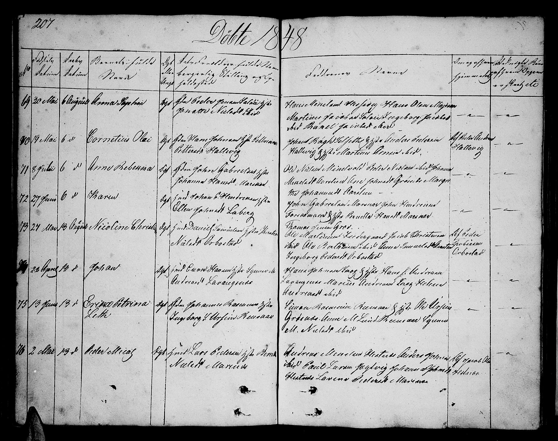Ibestad sokneprestembete, AV/SATØ-S-0077/H/Ha/Hab/L0003klokker: Klokkerbok nr. 3, 1833-1852, s. 207