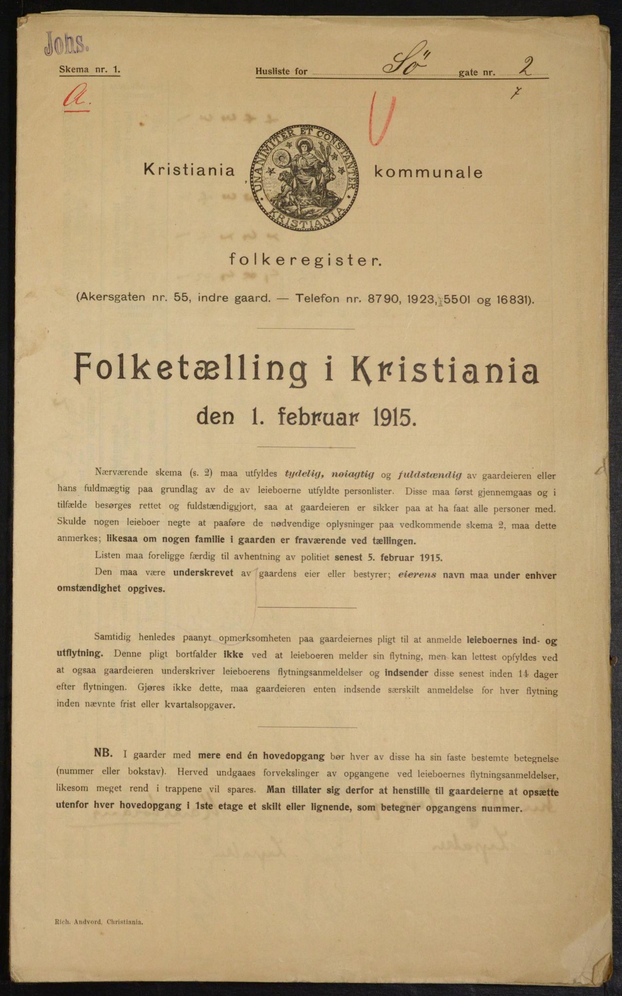 OBA, Kommunal folketelling 1.2.1915 for Kristiania, 1915, s. 94972