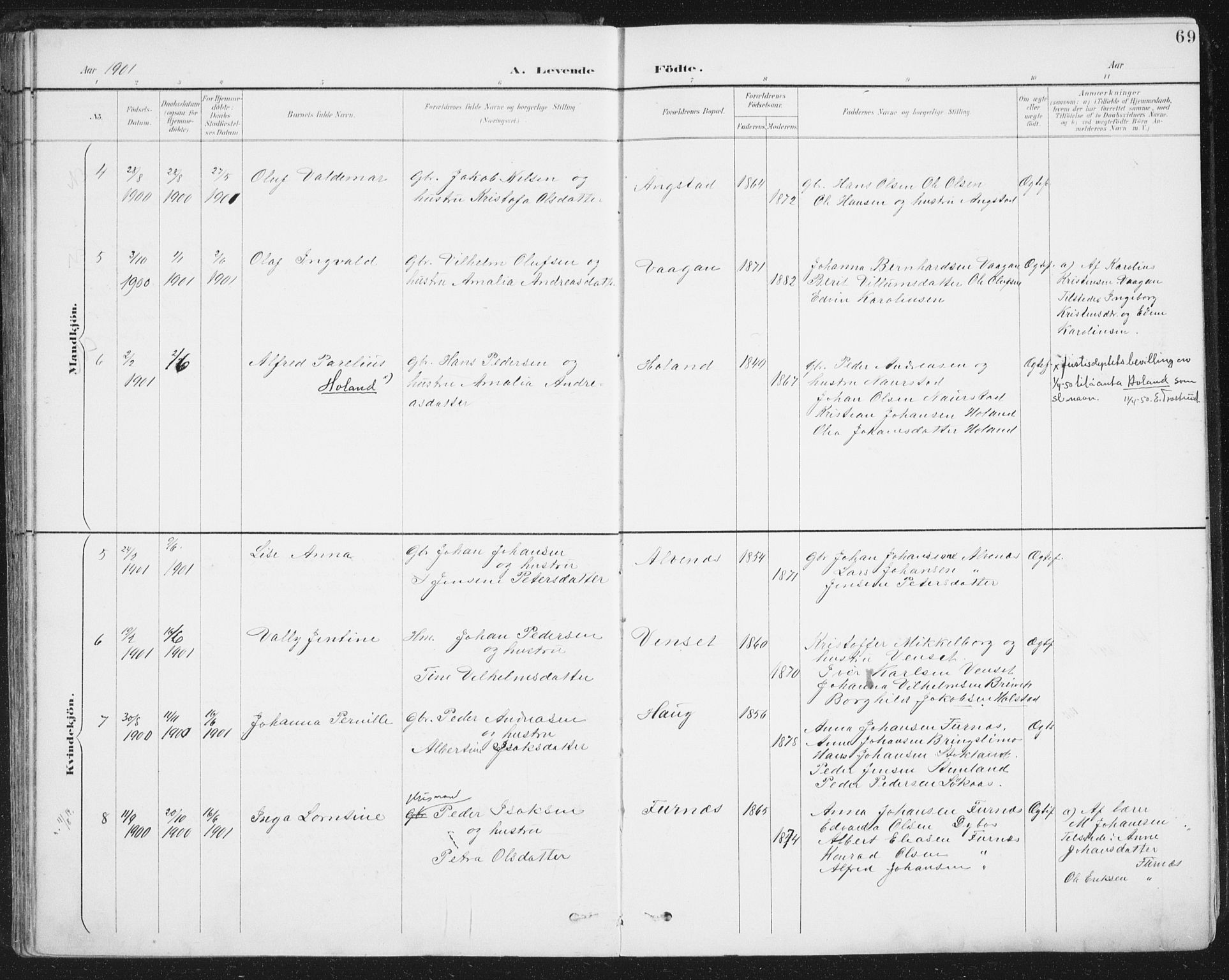Ministerialprotokoller, klokkerbøker og fødselsregistre - Nordland, SAT/A-1459/852/L0741: Ministerialbok nr. 852A11, 1894-1917, s. 69