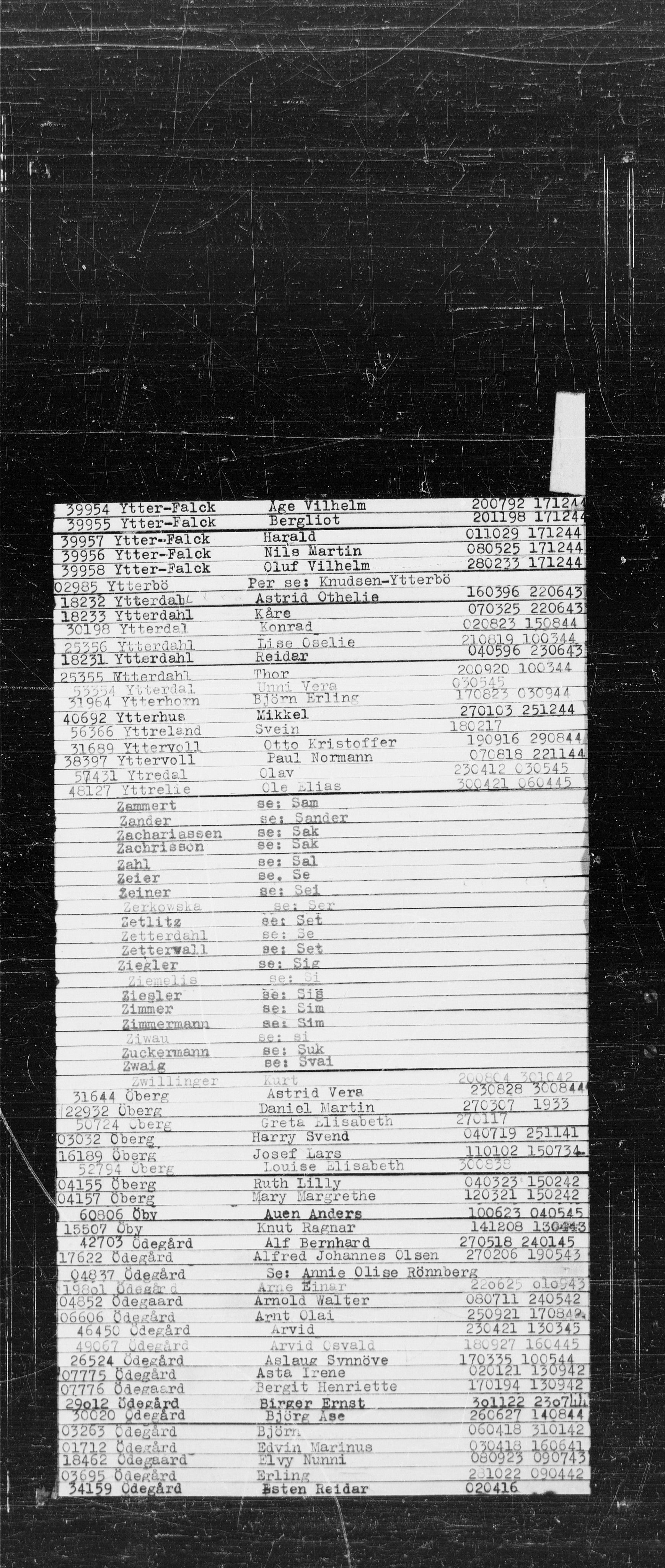 Den Kgl. Norske Legasjons Flyktningskontor, RA/S-6753/V/Va/L0022: Kjesäterkartoteket.  Alfabetisk register, A-Å., 1940-1945, s. 939