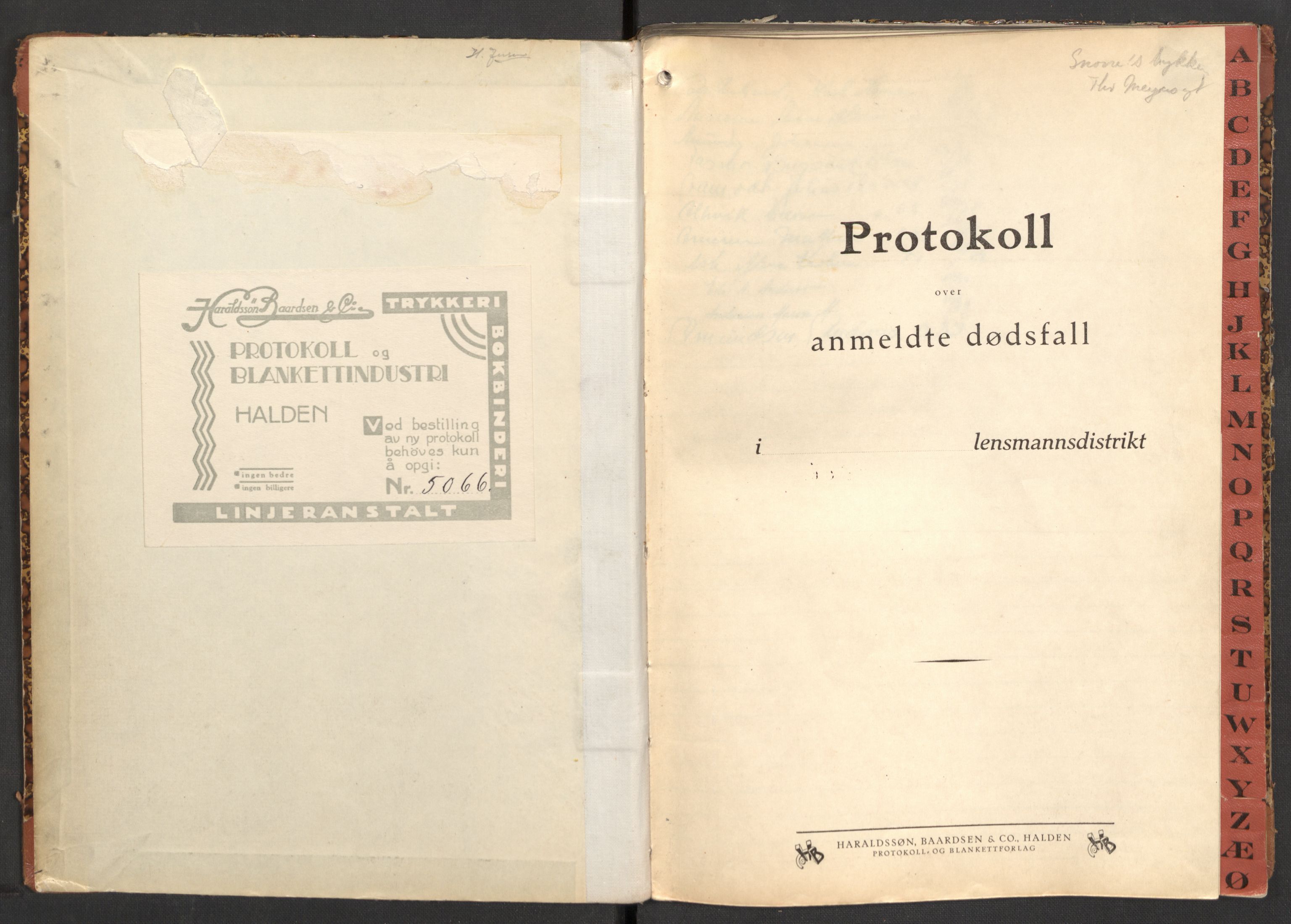 Norderhov lensmannskontor, AV/SAKO-A-526/H/Ha/L0006: Dødsanmeldelsesprotokoll, 1934-1940