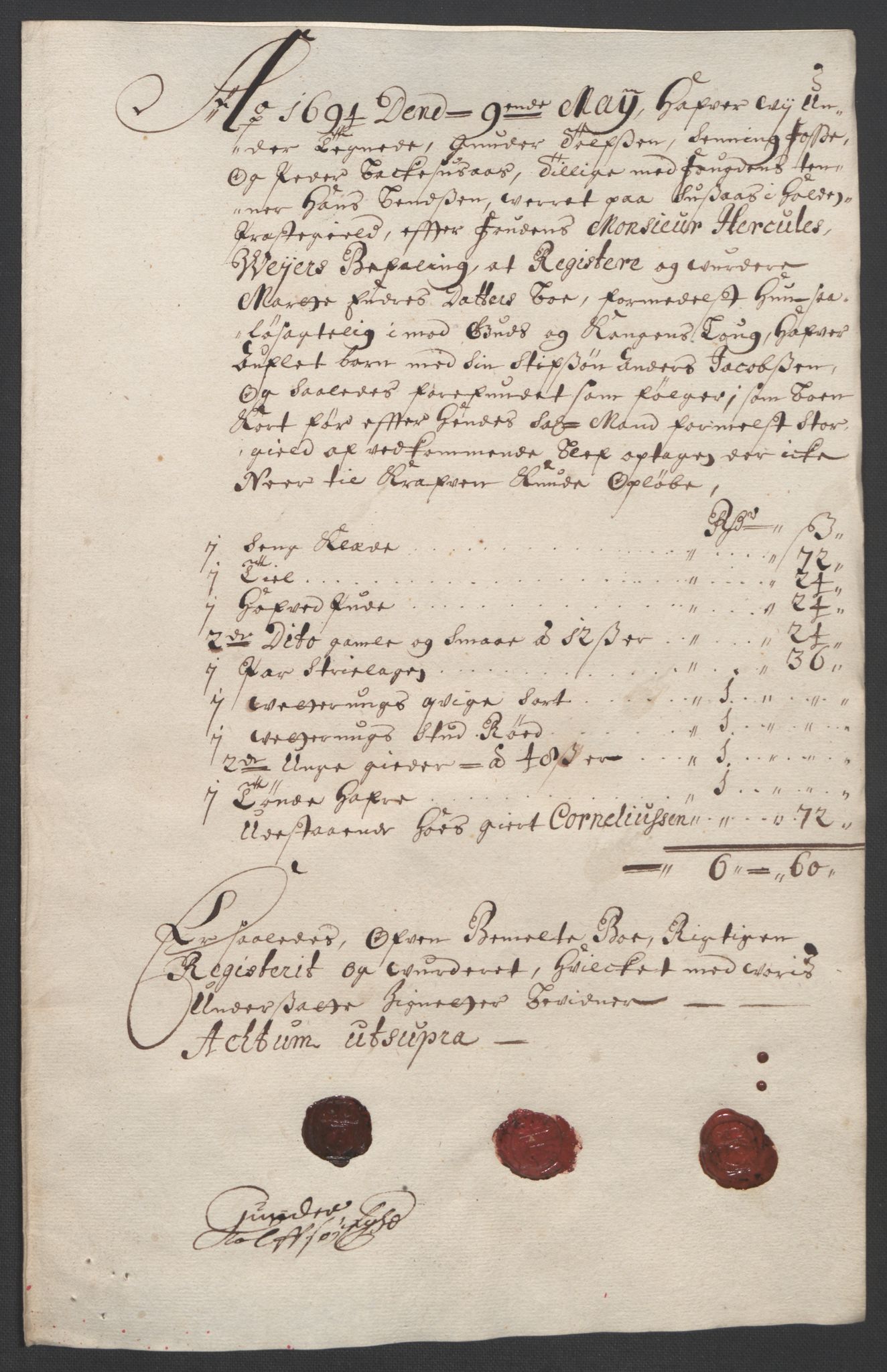 Rentekammeret inntil 1814, Reviderte regnskaper, Fogderegnskap, RA/EA-4092/R36/L2092: Fogderegnskap Øvre og Nedre Telemark og Bamble, 1694, s. 54