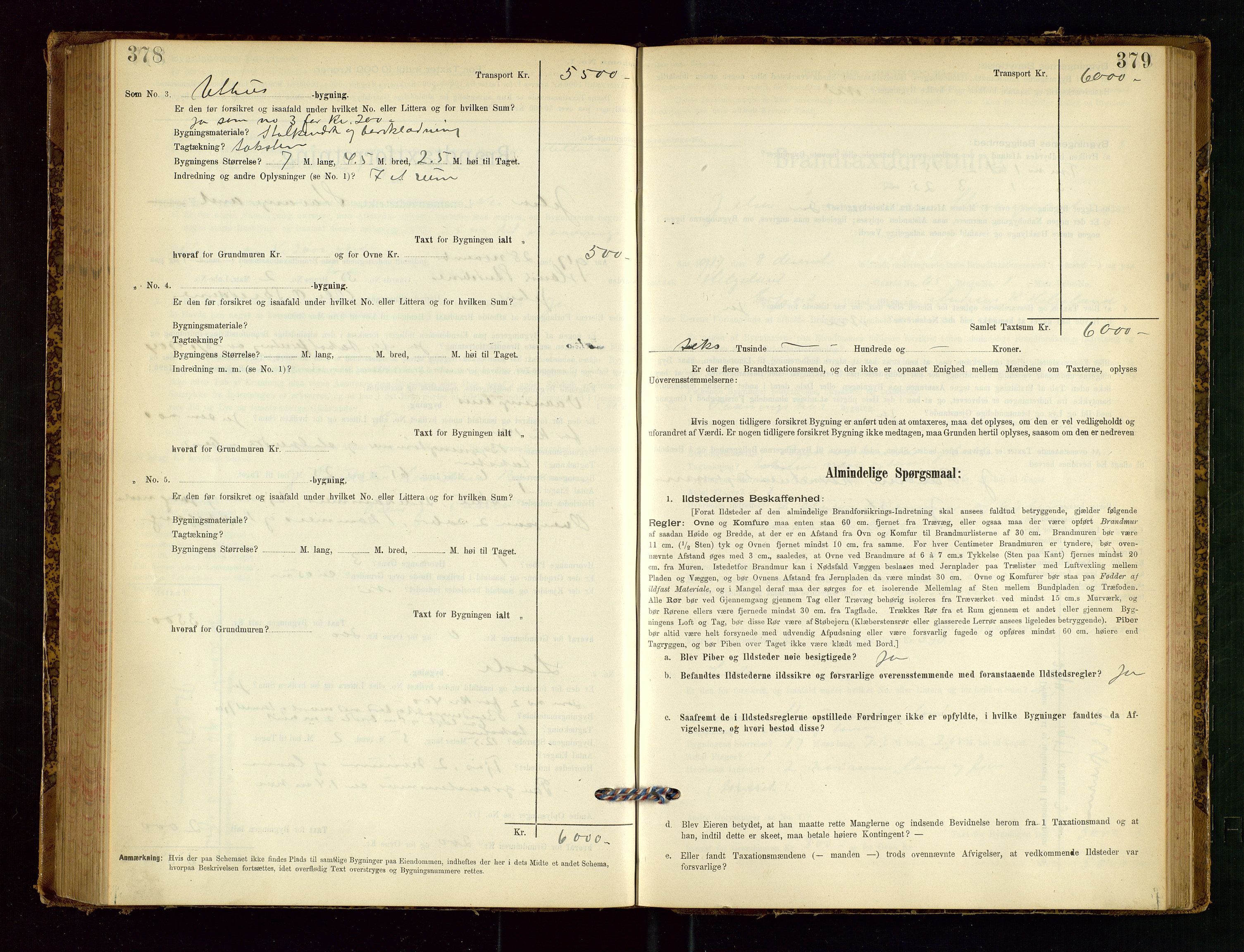 Jelsa lensmannskontor, SAST/A-100360/Gob/L0001: "Brandtaxationsprotocol", 1895-1918, s. 378-379