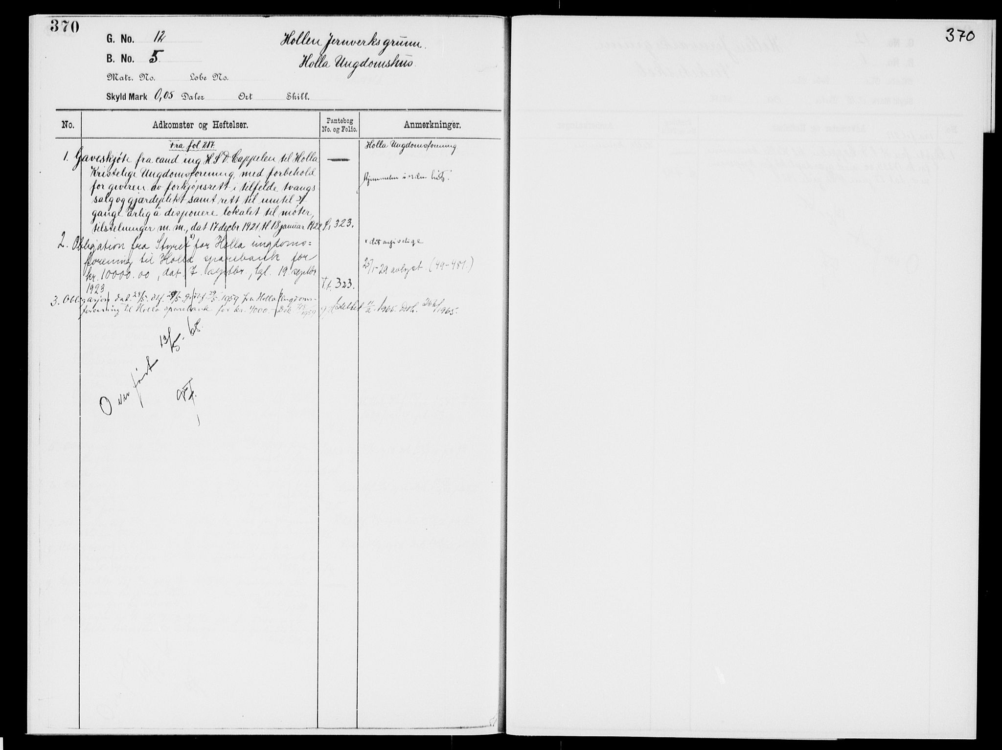 Nedre Telemark sorenskriveri, AV/SAKO-A-135/G/Gb/Gbg/L0001: Panteregister nr. VII 1, s. 370