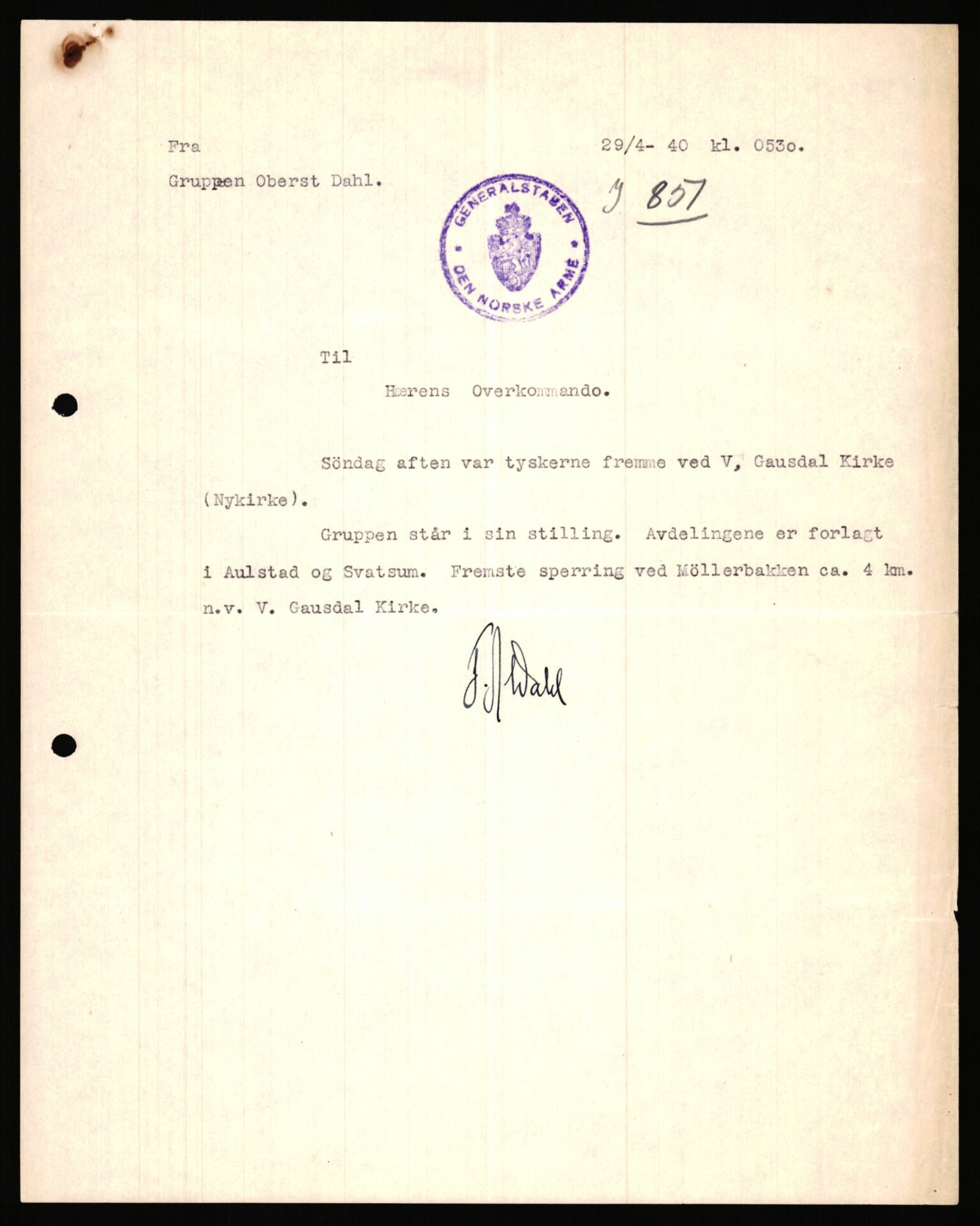Forsvaret, Forsvarets krigshistoriske avdeling, AV/RA-RAFA-2017/Y/Ya/L0031: II-C-11-51 - Hærens overkommando, 1940, s. 463