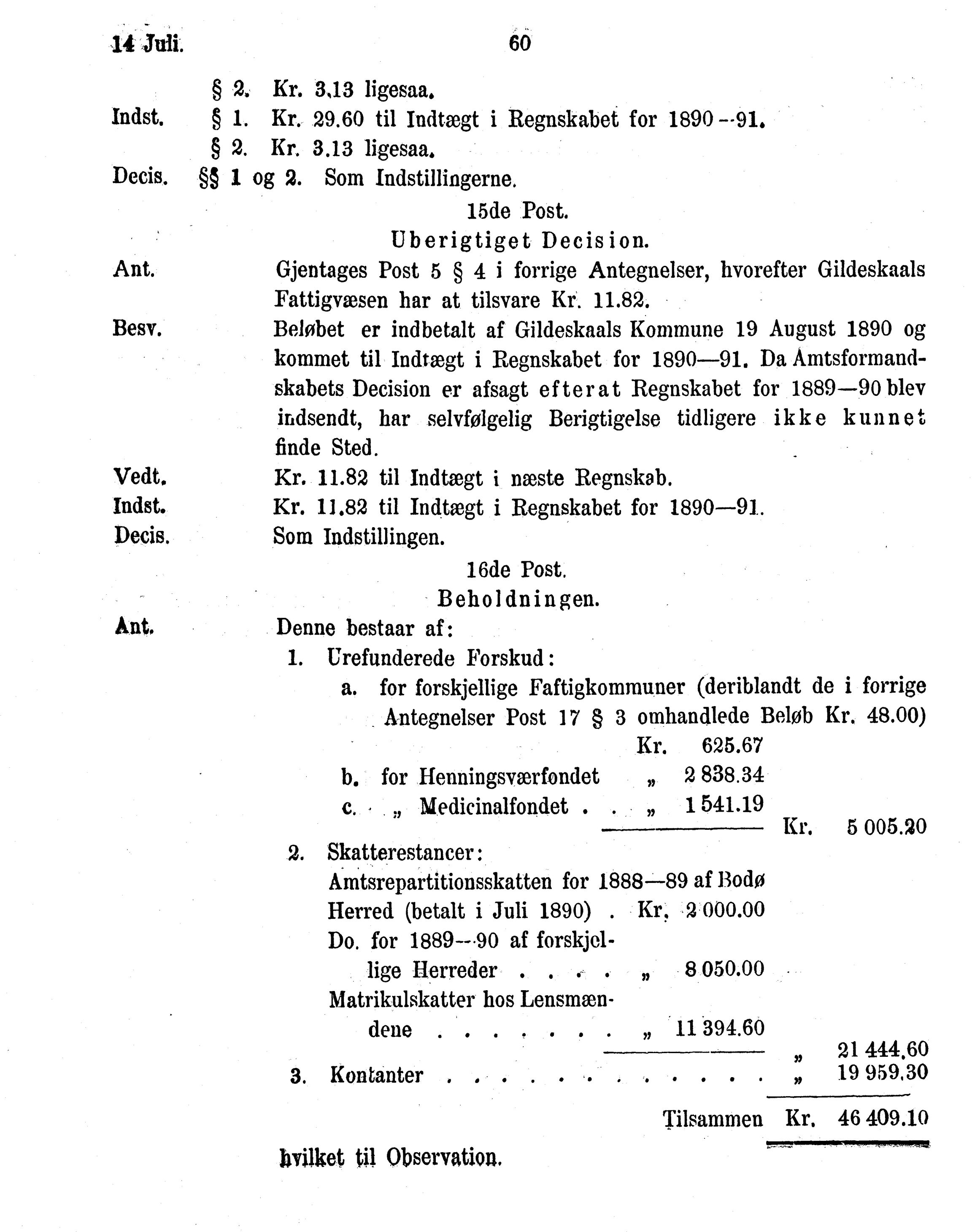 Nordland Fylkeskommune. Fylkestinget, AIN/NFK-17/176/A/Ac/L0016: Fylkestingsforhandlinger 1891-1893, 1891-1893