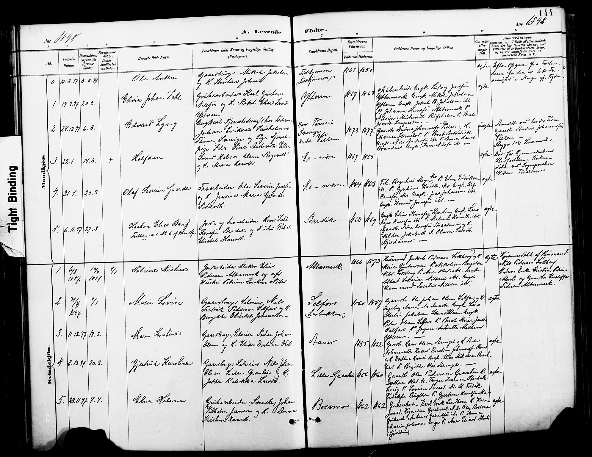 Ministerialprotokoller, klokkerbøker og fødselsregistre - Nordland, AV/SAT-A-1459/827/L0421: Klokkerbok nr. 827C10, 1887-1906, s. 144