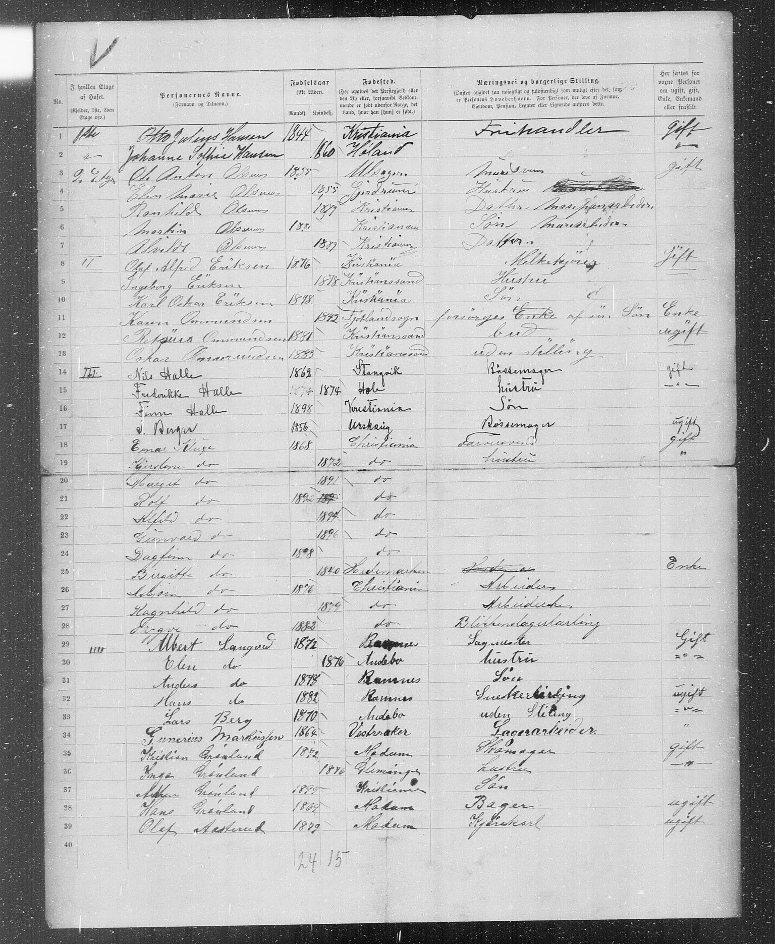 OBA, Kommunal folketelling 31.12.1899 for Kristiania kjøpstad, 1899, s. 704