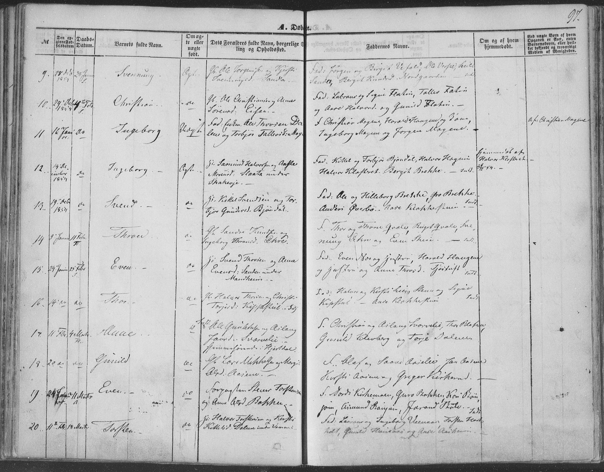 Seljord kirkebøker, AV/SAKO-A-20/F/Fa/L012a: Ministerialbok nr. I 12A, 1850-1865, s. 97