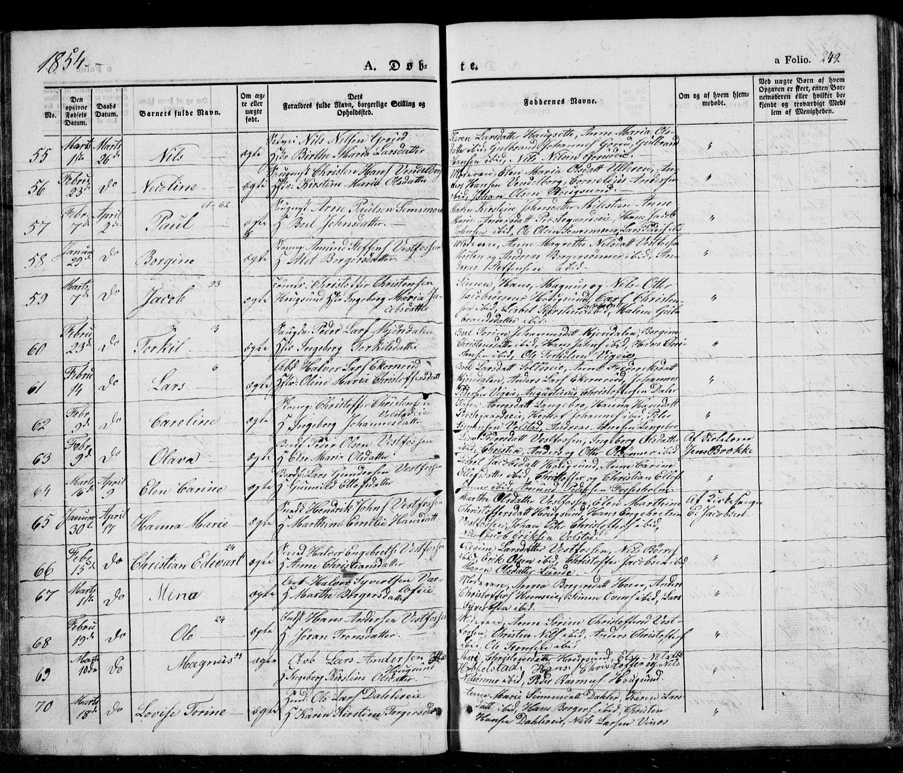 Eiker kirkebøker, AV/SAKO-A-4/G/Ga/L0002: Klokkerbok nr. I 2, 1832-1856, s. 242