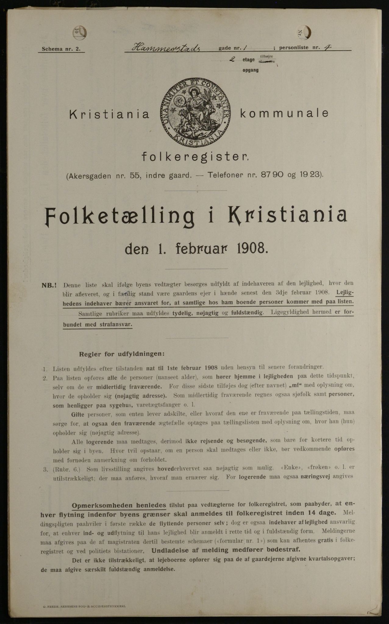 OBA, Kommunal folketelling 1.2.1908 for Kristiania kjøpstad, 1908, s. 31120