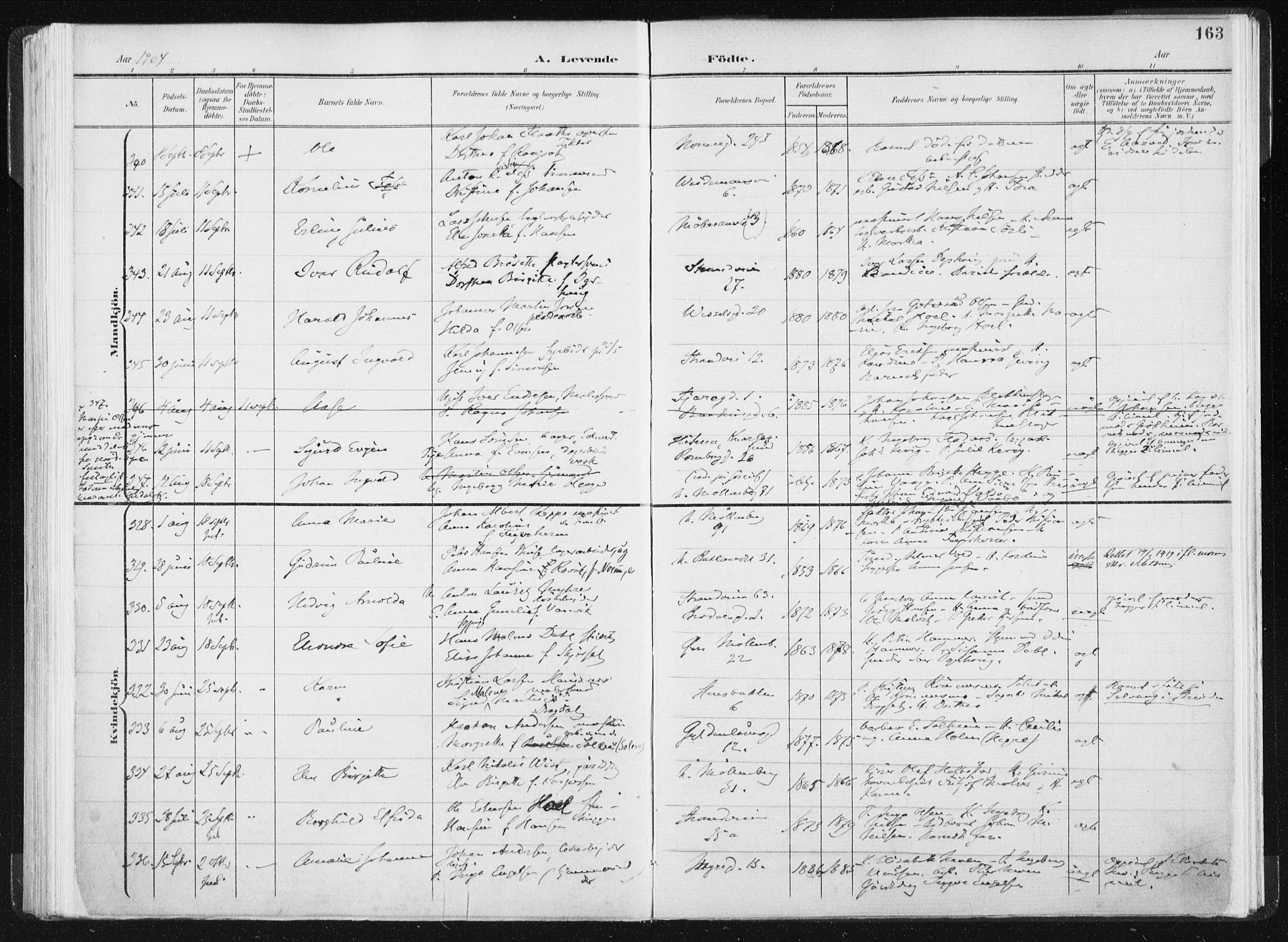 Ministerialprotokoller, klokkerbøker og fødselsregistre - Sør-Trøndelag, SAT/A-1456/604/L0199: Ministerialbok nr. 604A20I, 1901-1906, s. 163