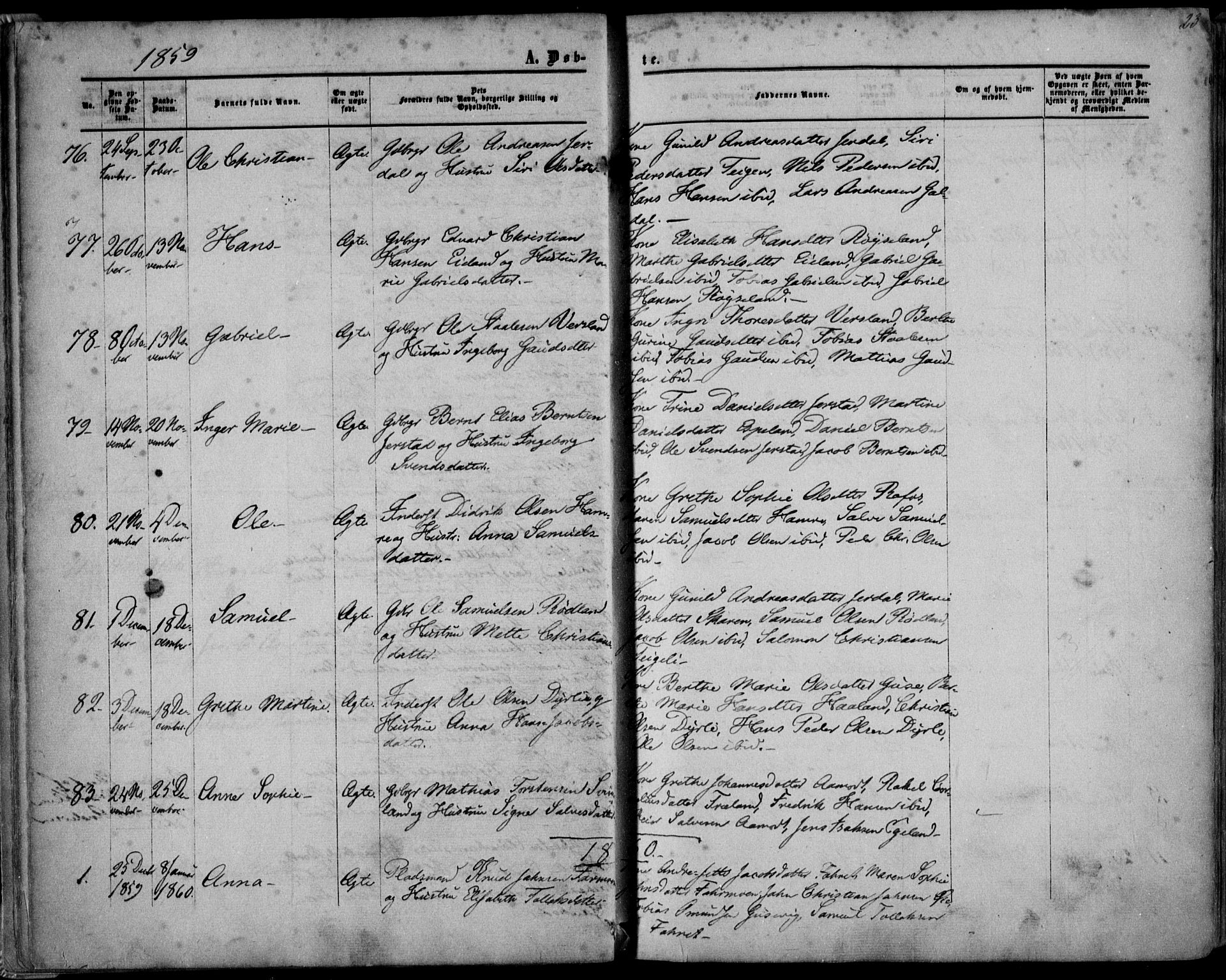 Kvinesdal sokneprestkontor, AV/SAK-1111-0026/F/Fa/Fab/L0006: Ministerialbok nr. A 6, 1857-1869, s. 23
