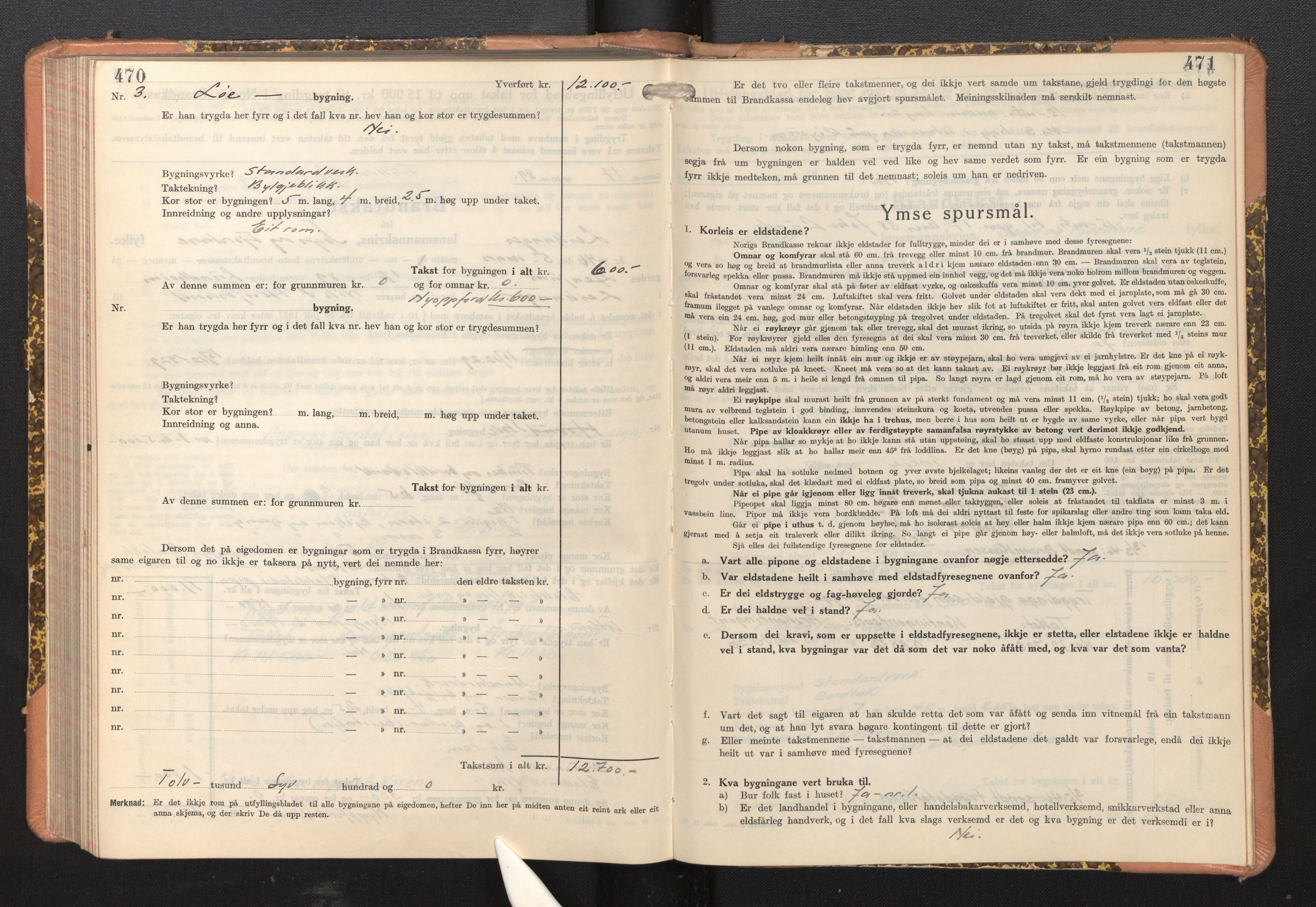 Lensmannen i Leikanger, AV/SAB-A-29201/0012/L0008: Branntakstprotokoll, skjematakst, 1937-1946, s. 470-471