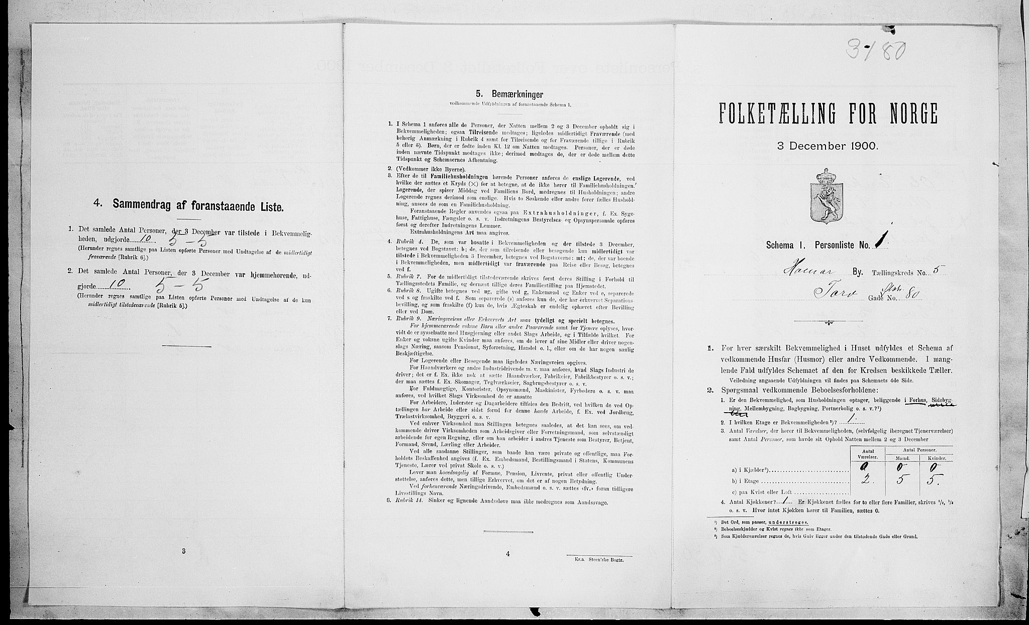 SAH, Folketelling 1900 for 0401 Hamar kjøpstad, 1900, s. 1504