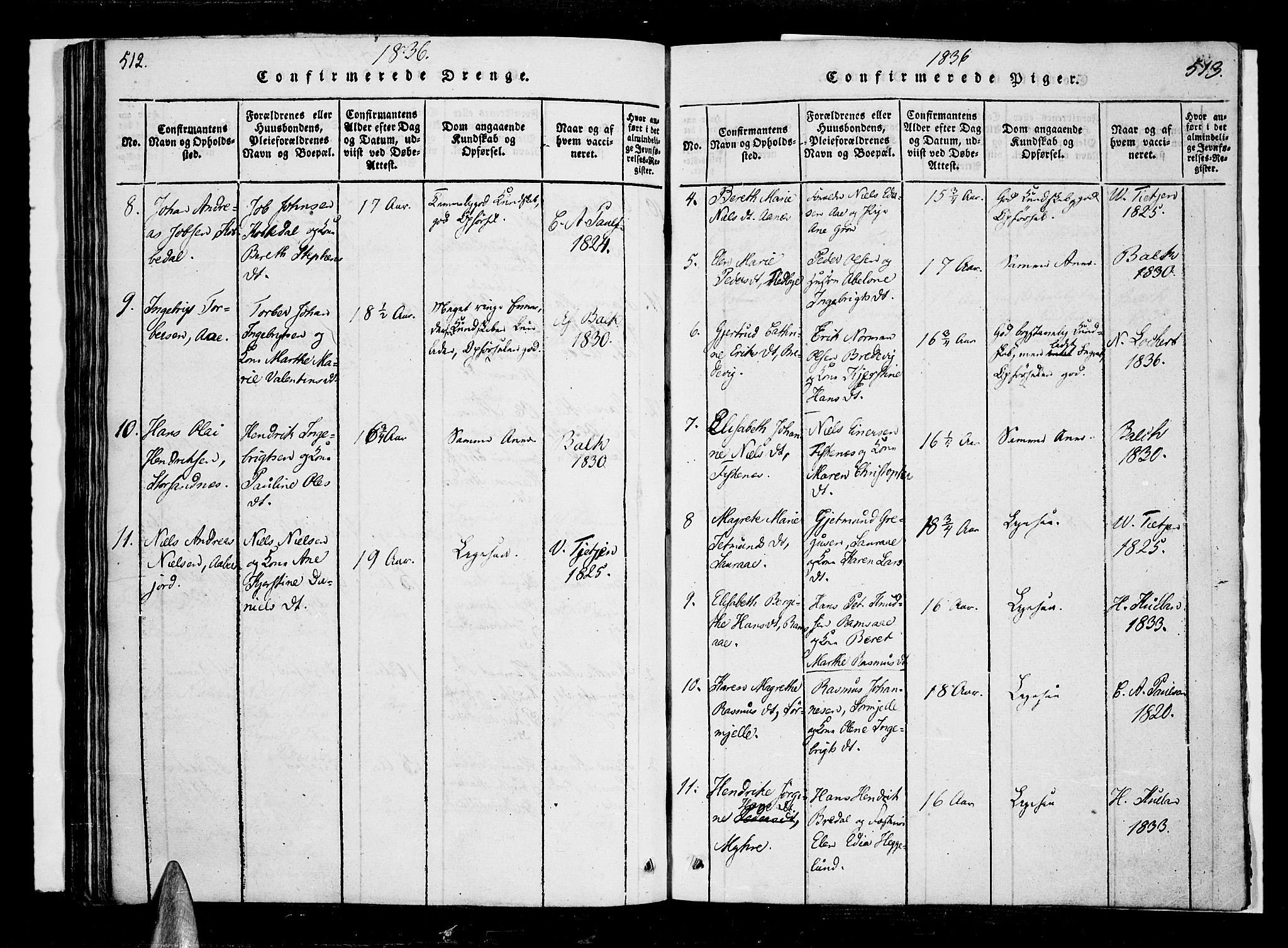 Ministerialprotokoller, klokkerbøker og fødselsregistre - Nordland, AV/SAT-A-1459/897/L1395: Ministerialbok nr. 897A03, 1820-1841, s. 512-513