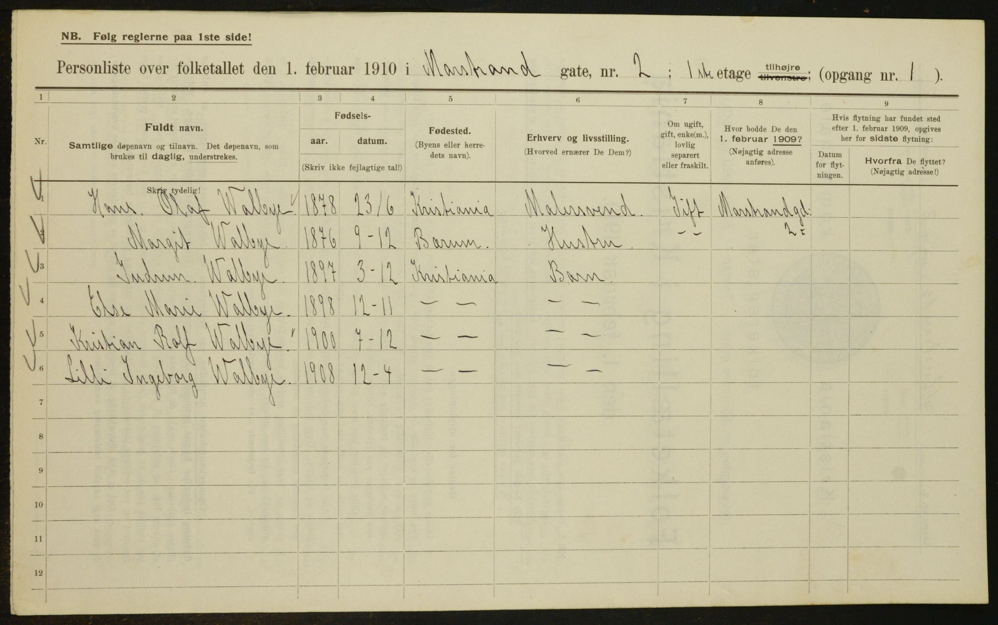 OBA, Kommunal folketelling 1.2.1910 for Kristiania, 1910, s. 62558