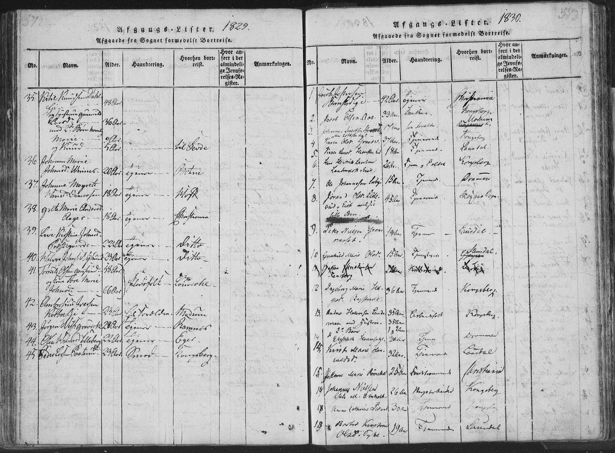 Sandsvær kirkebøker, AV/SAKO-A-244/F/Fa/L0004: Ministerialbok nr. I 4, 1817-1839, s. 572-573