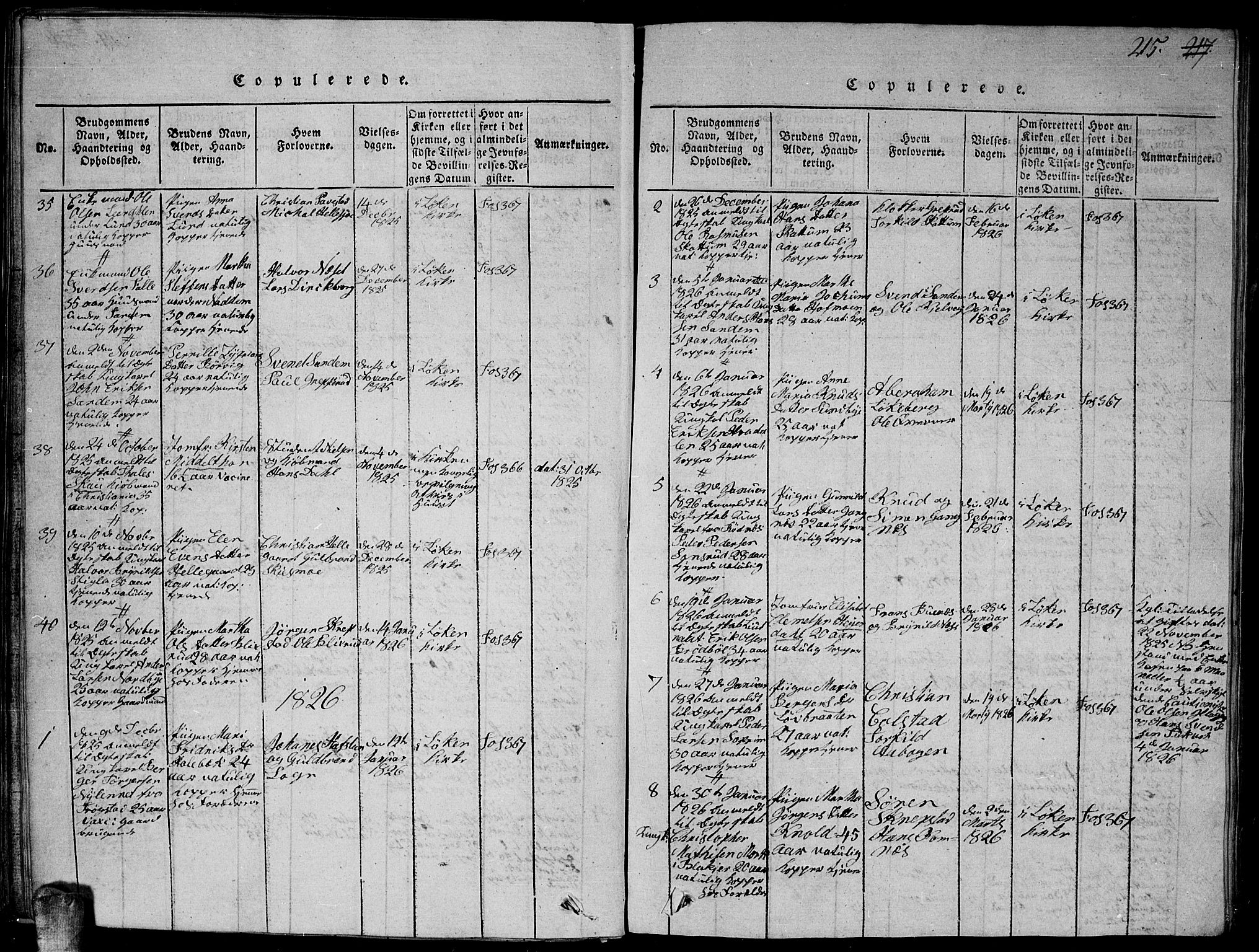 Høland prestekontor Kirkebøker, SAO/A-10346a/G/Ga/L0001: Klokkerbok nr. I 1, 1814-1827, s. 215