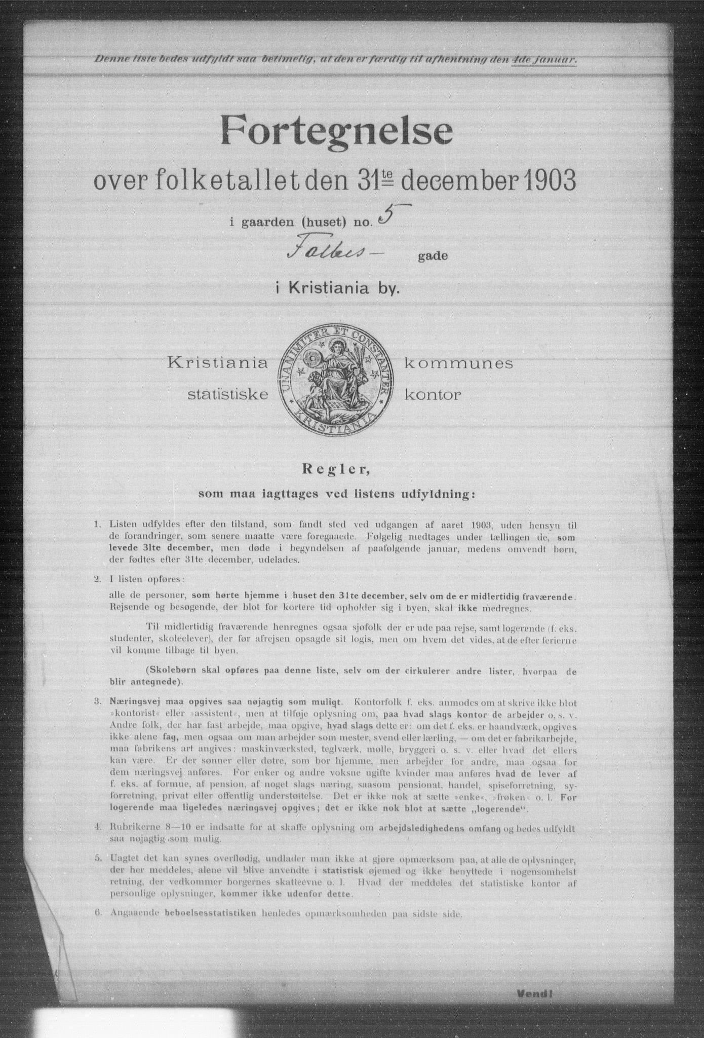 OBA, Kommunal folketelling 31.12.1903 for Kristiania kjøpstad, 1903, s. 4827