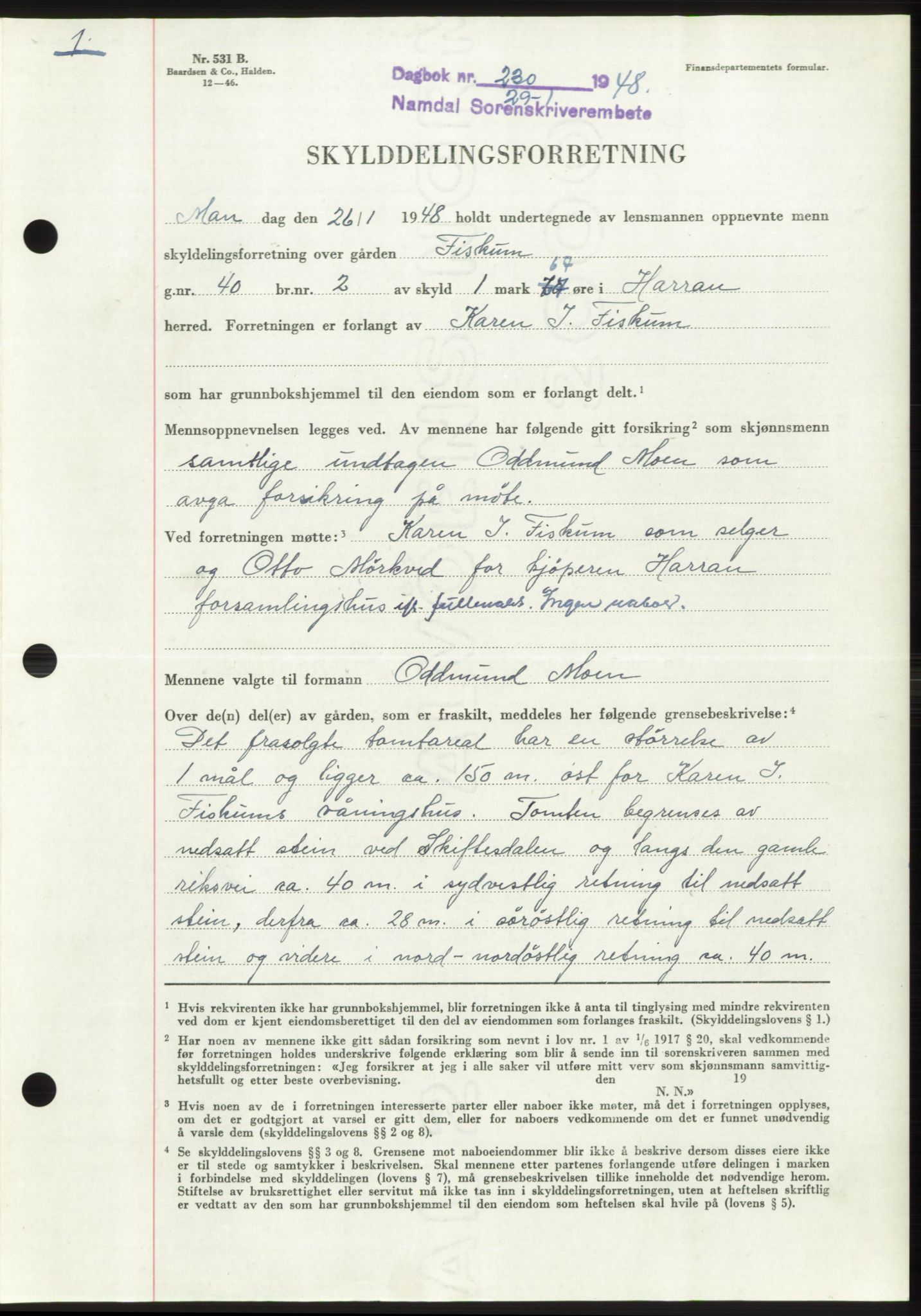 Namdal sorenskriveri, SAT/A-4133/1/2/2C: Pantebok nr. -, 1947-1948, Dagboknr: 230/1948