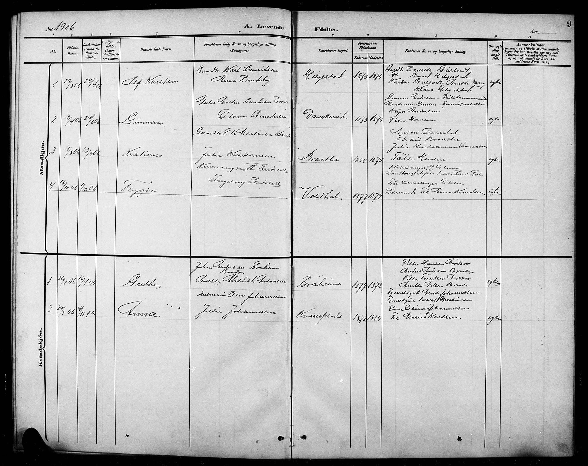 Ås prestekontor Kirkebøker, AV/SAO-A-10894/G/Gc/L0001: Klokkerbok nr. III 1, 1901-1924, s. 9