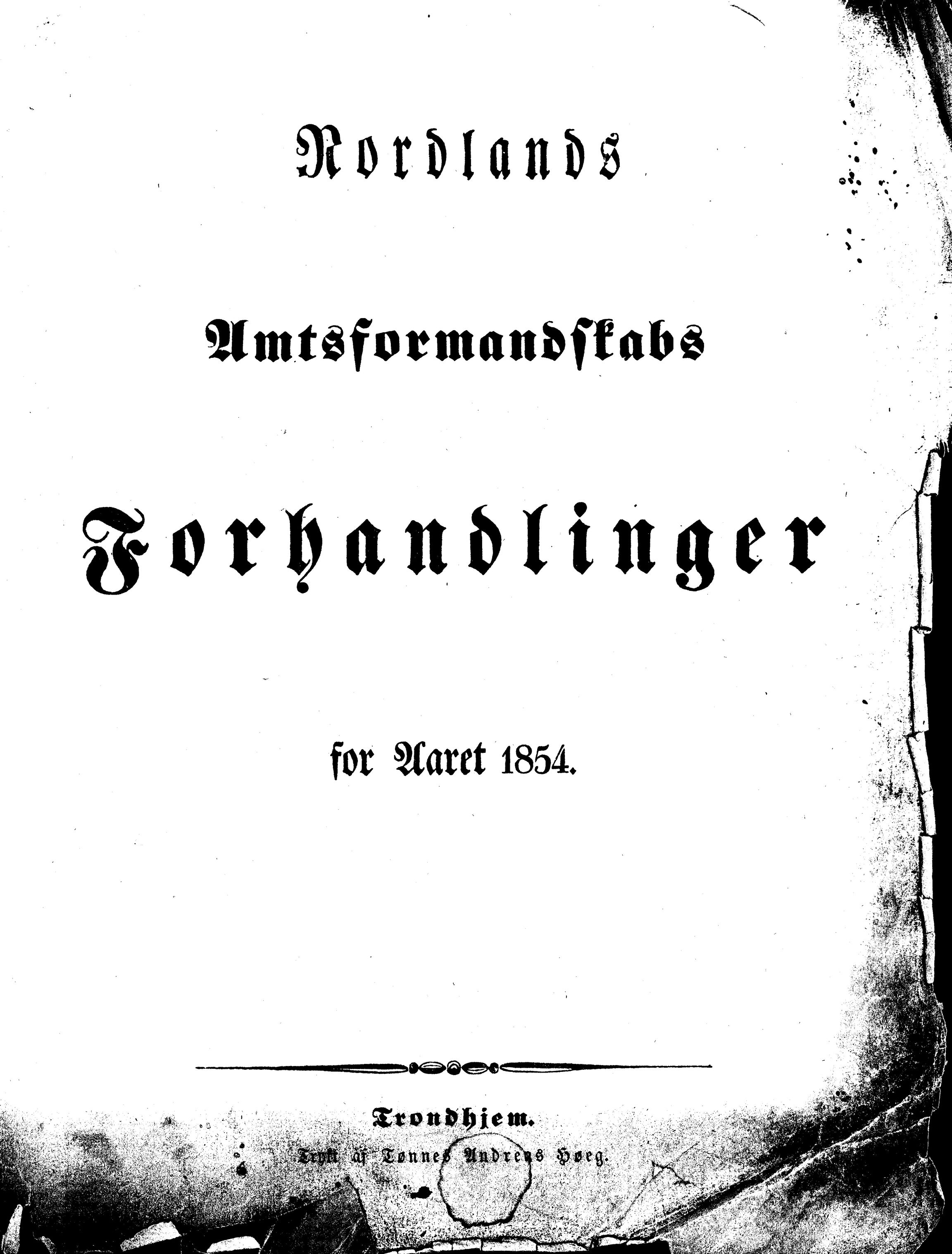 Nordland Fylkeskommune. Fylkestinget, AIN/NFK-17/176/A/Ac/L0003: Fylkestingsforhandlinger 1850-1860, 1850-1860