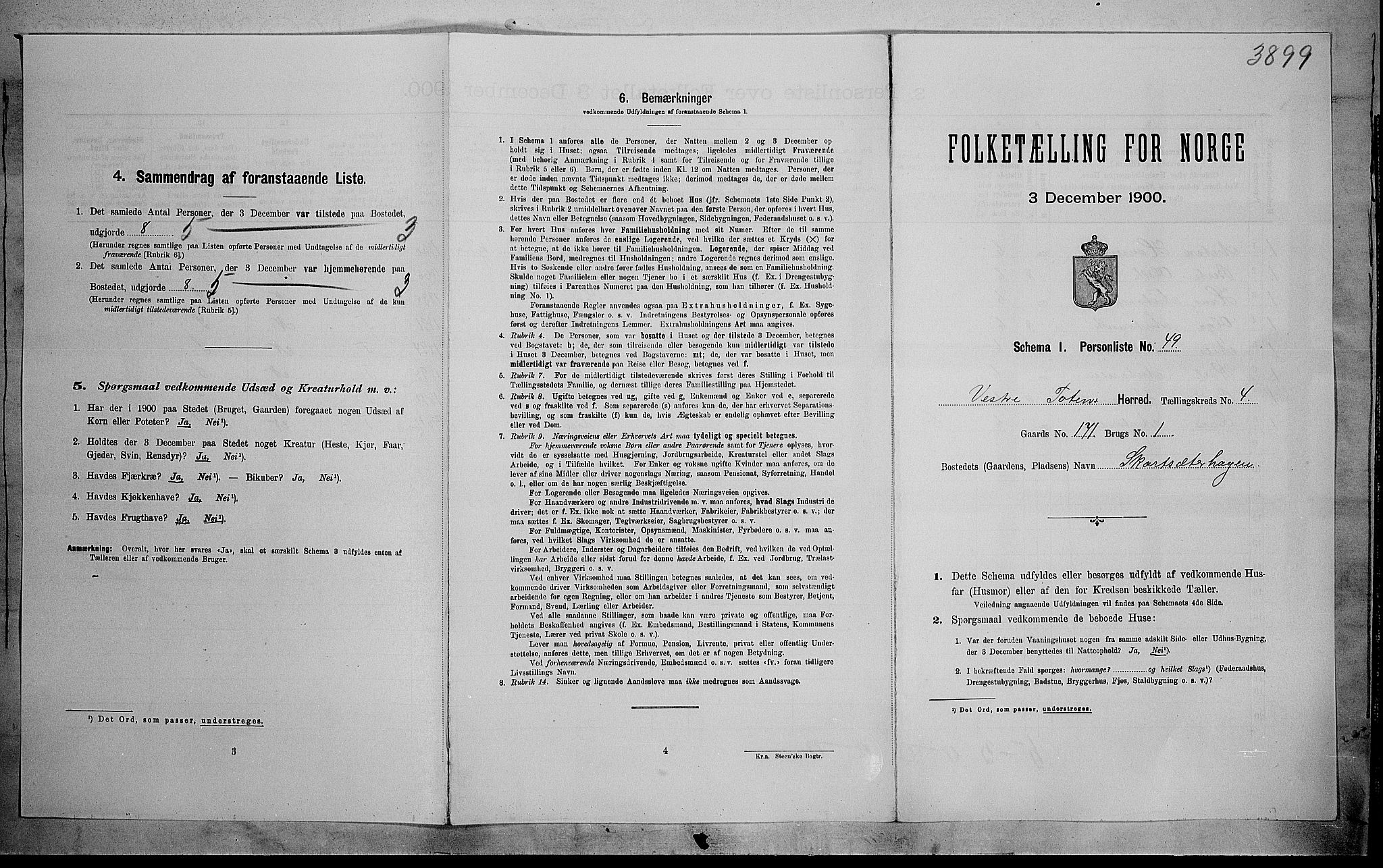 SAH, Folketelling 1900 for 0529 Vestre Toten herred, 1900, s. 673