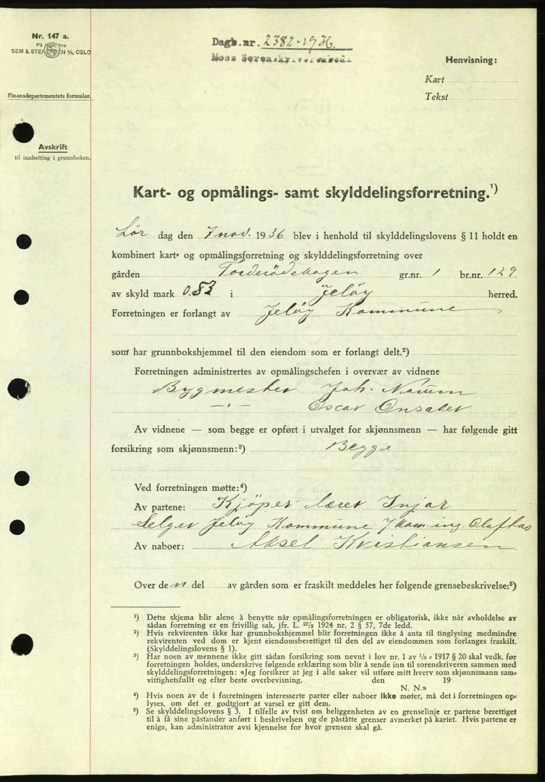 Moss sorenskriveri, SAO/A-10168: Pantebok nr. A2, 1936-1937, Dagboknr: 2382/1936
