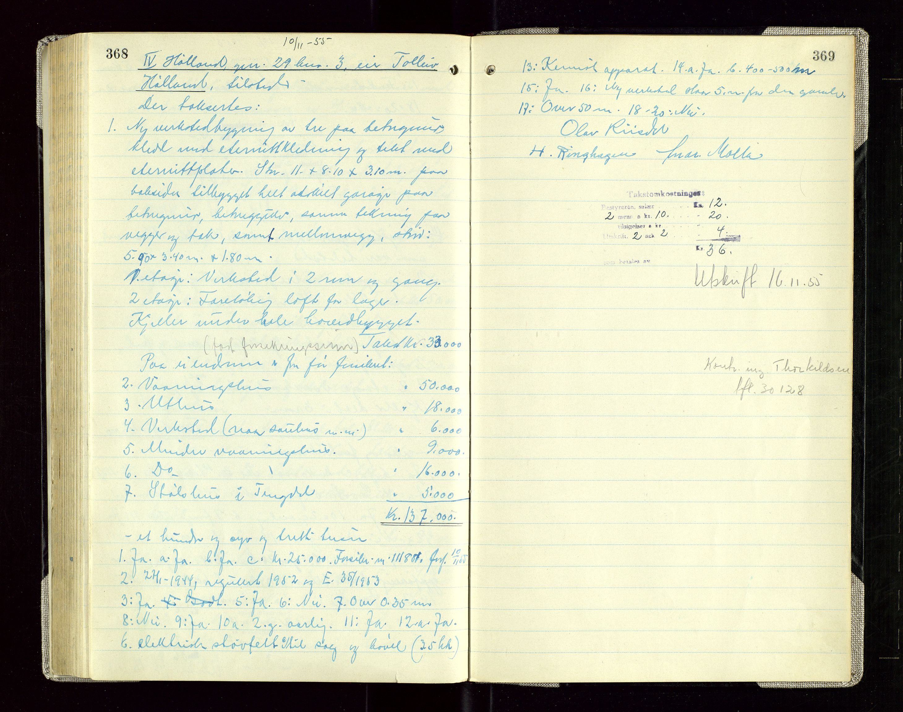 Sauda lensmannskontor, SAST/A-100177/Goa/L0005: "Branntakstprotokoll for Sauda lensmannsdistrikt", 1946-1955, s. 368-369