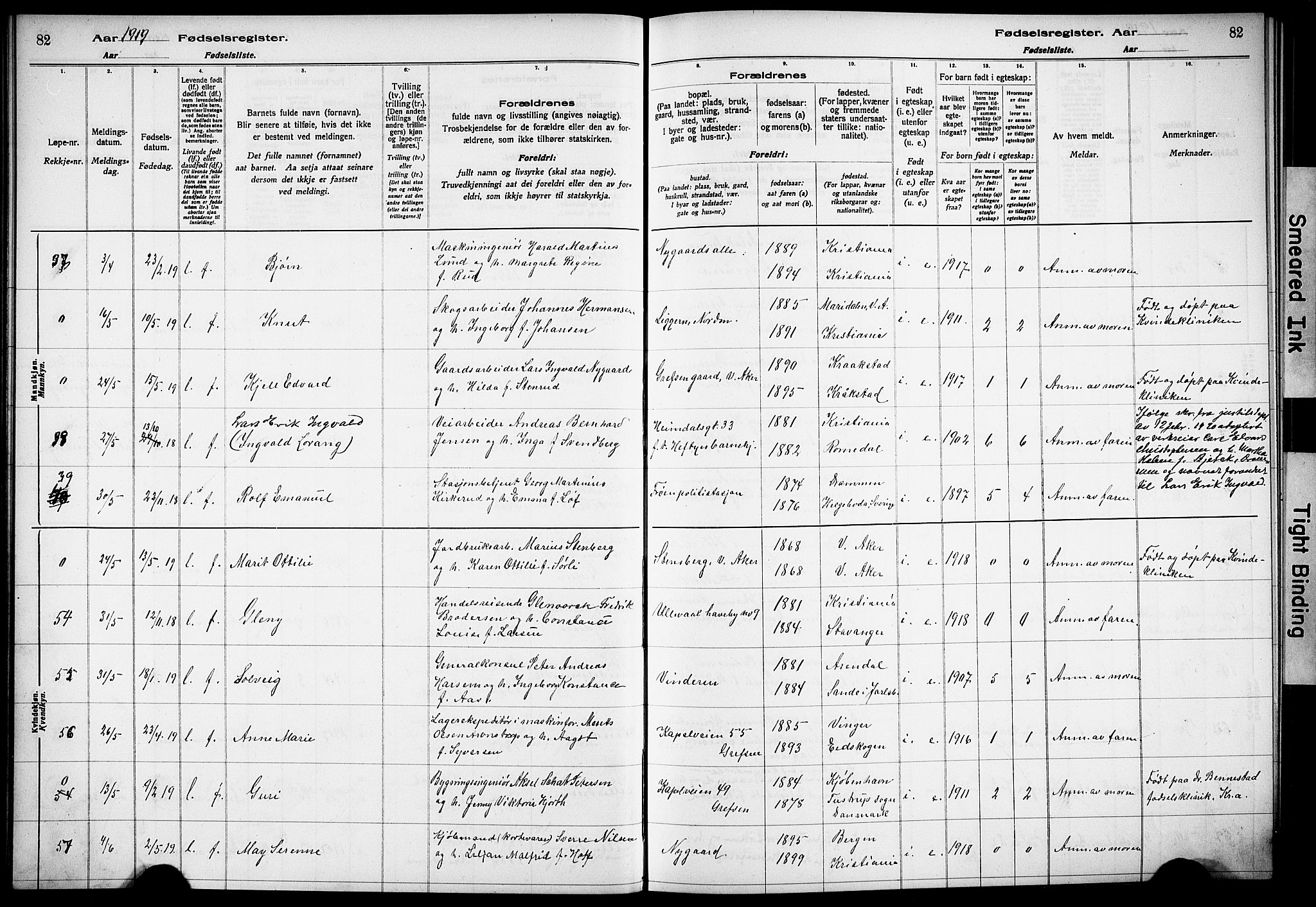 Vestre Aker prestekontor Kirkebøker, SAO/A-10025/J/Ja/L0001: Fødselsregister nr. 1, 1916-1922, s. 82