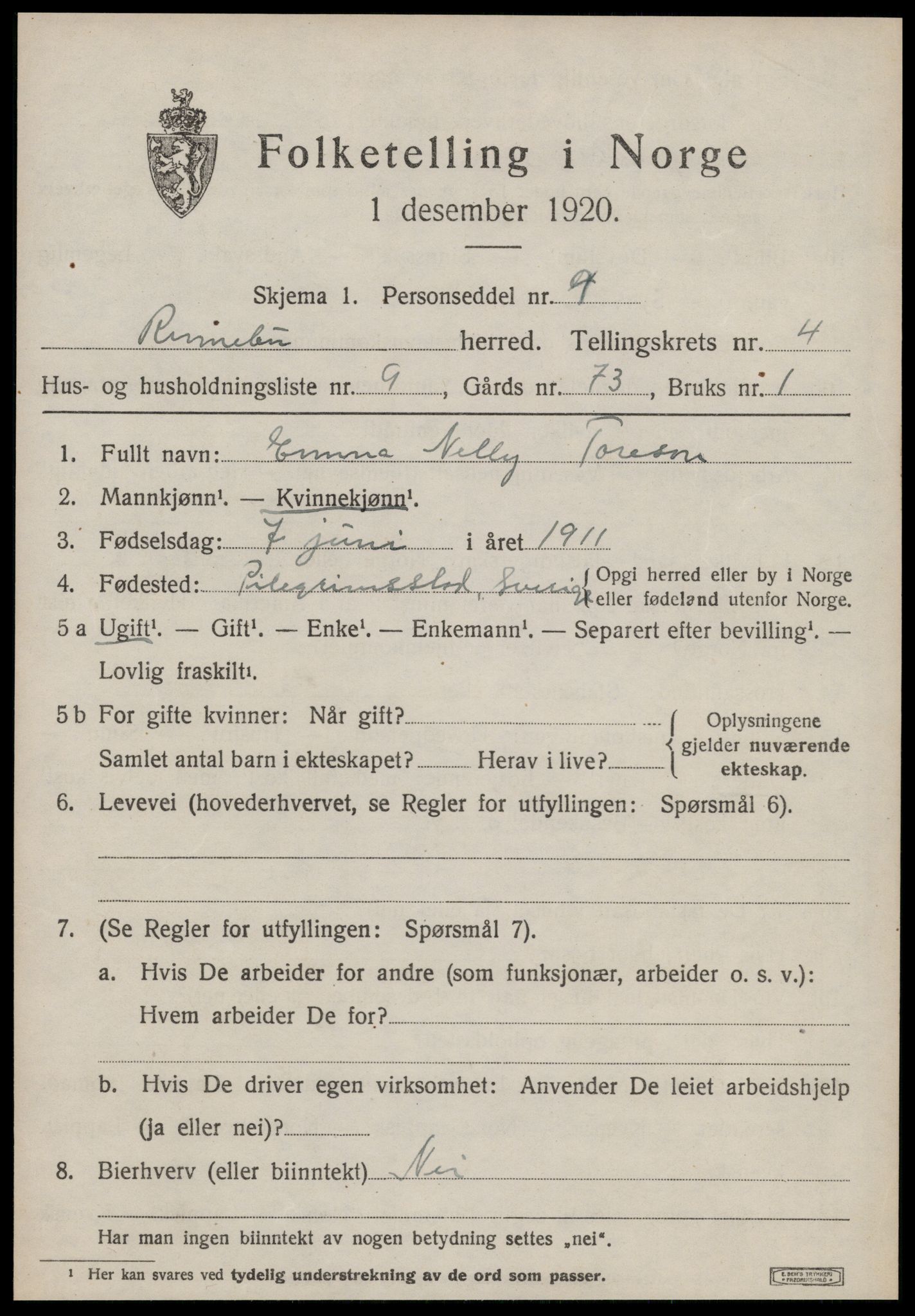 SAT, Folketelling 1920 for 1635 Rennebu herred, 1920, s. 2666