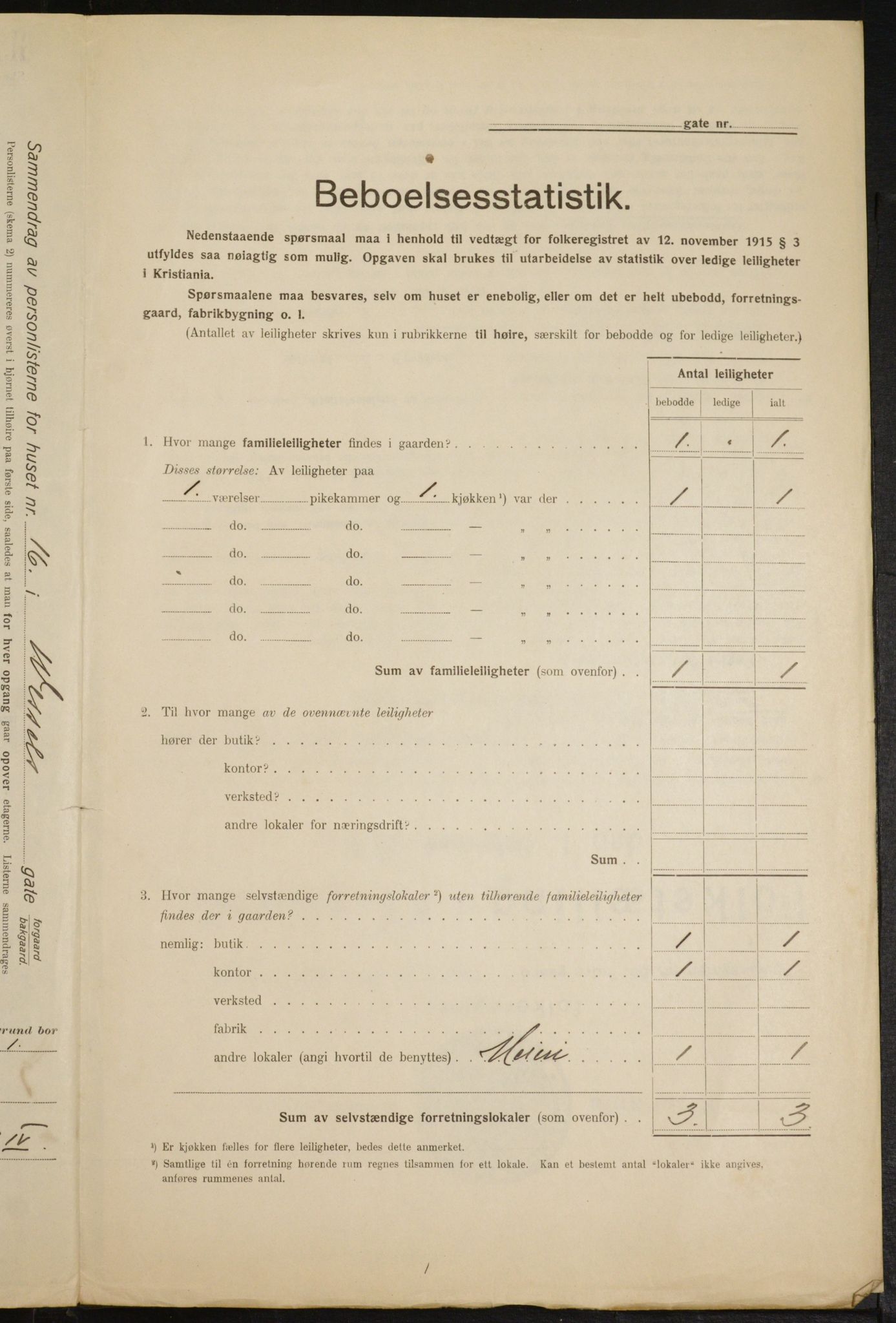 OBA, Kommunal folketelling 1.2.1916 for Kristiania, 1916, s. 131849