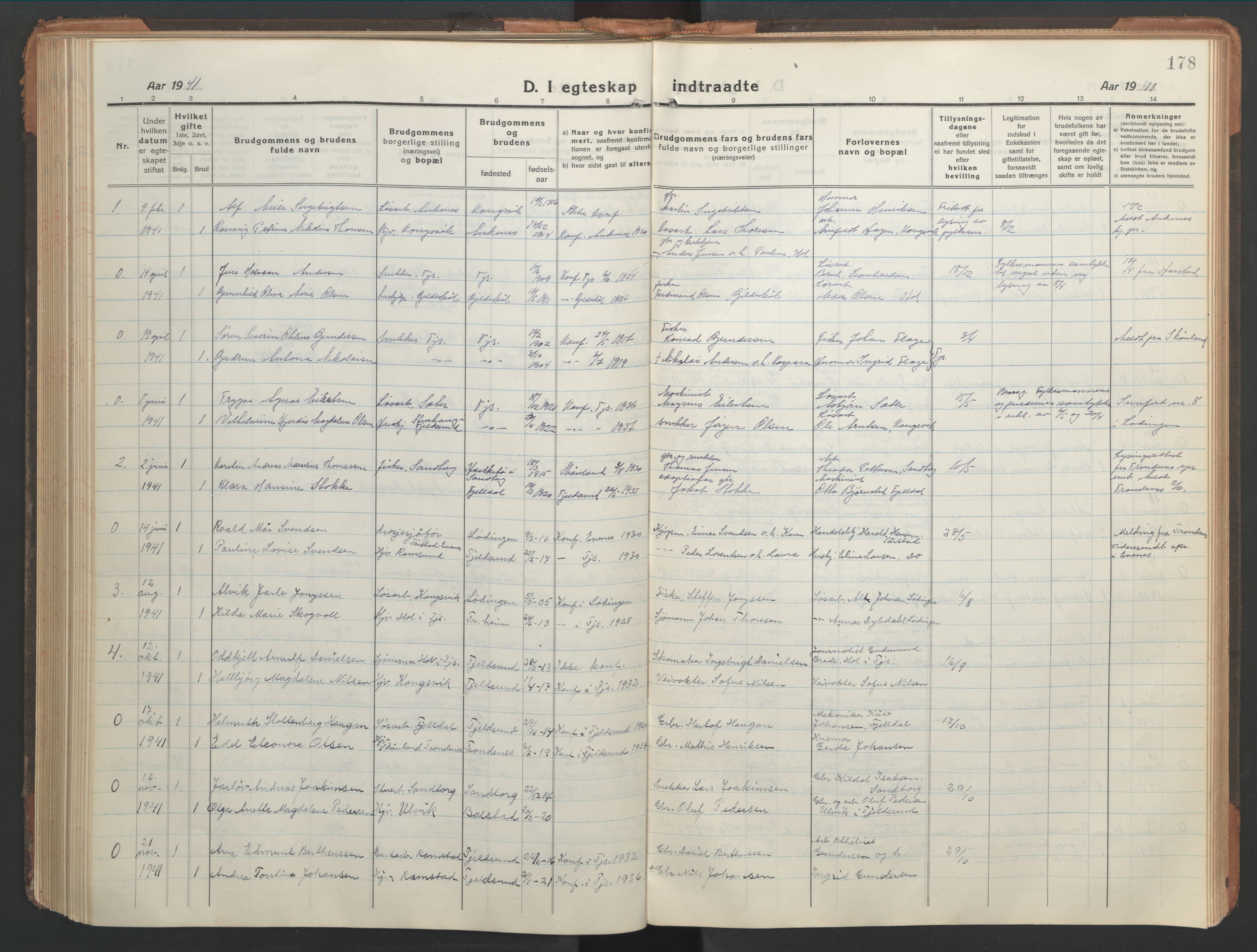 Ministerialprotokoller, klokkerbøker og fødselsregistre - Nordland, AV/SAT-A-1459/865/L0933: Klokkerbok nr. 865C05, 1917-1947, s. 178