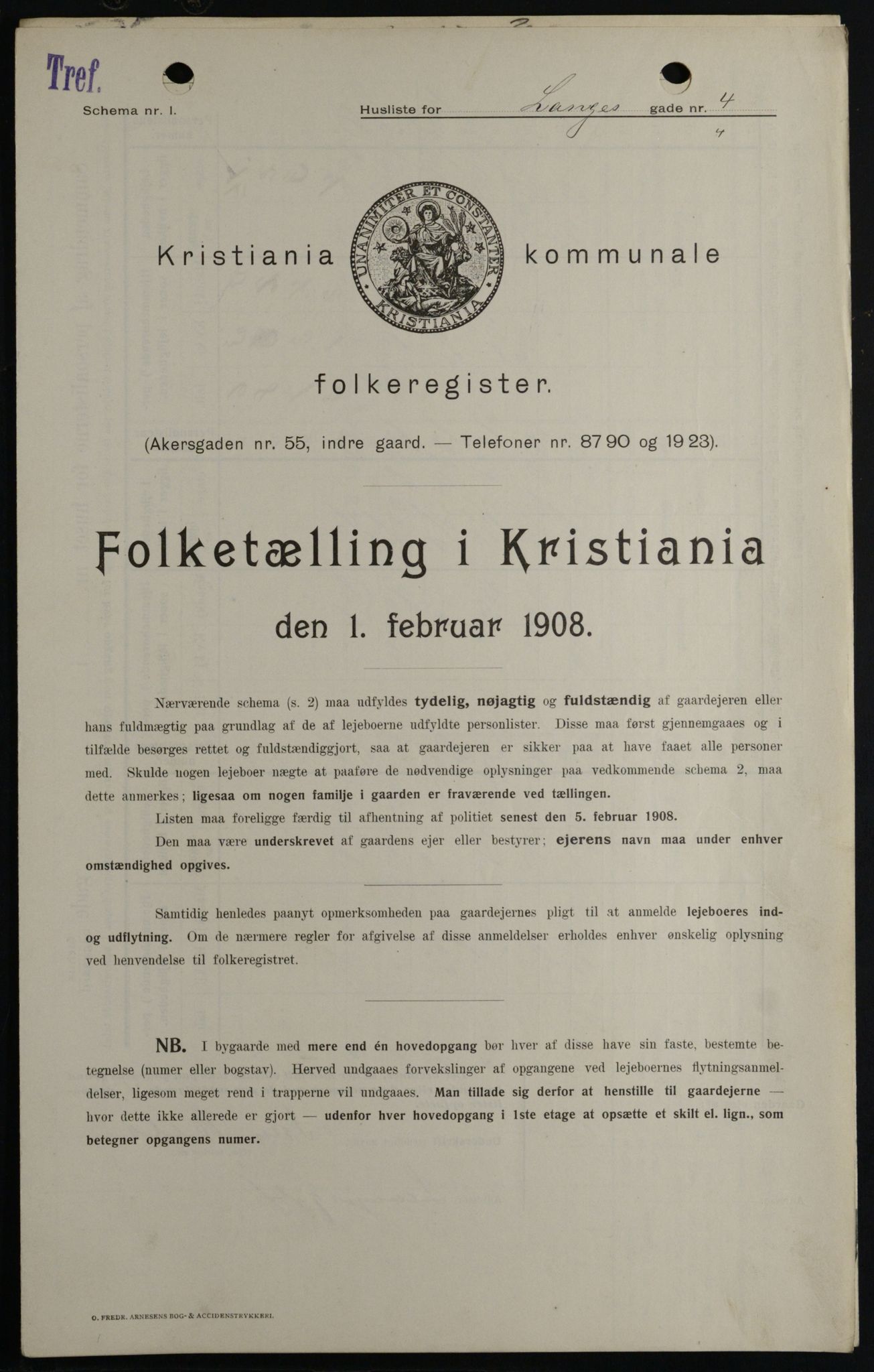 OBA, Kommunal folketelling 1.2.1908 for Kristiania kjøpstad, 1908, s. 50526