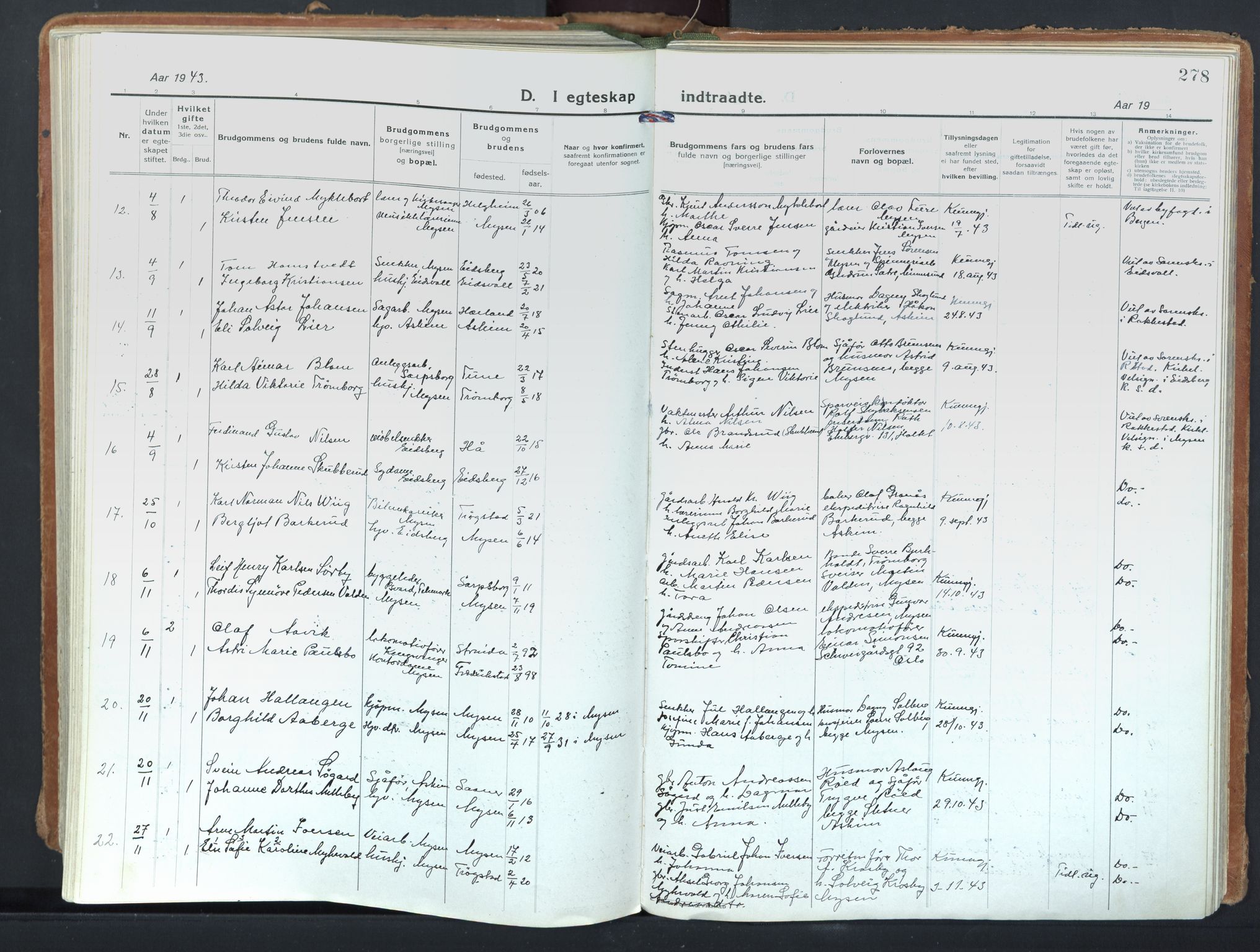 Eidsberg prestekontor Kirkebøker, SAO/A-10905/F/Fd/L0001: Ministerialbok nr. IV 1, 1921-1948, s. 278