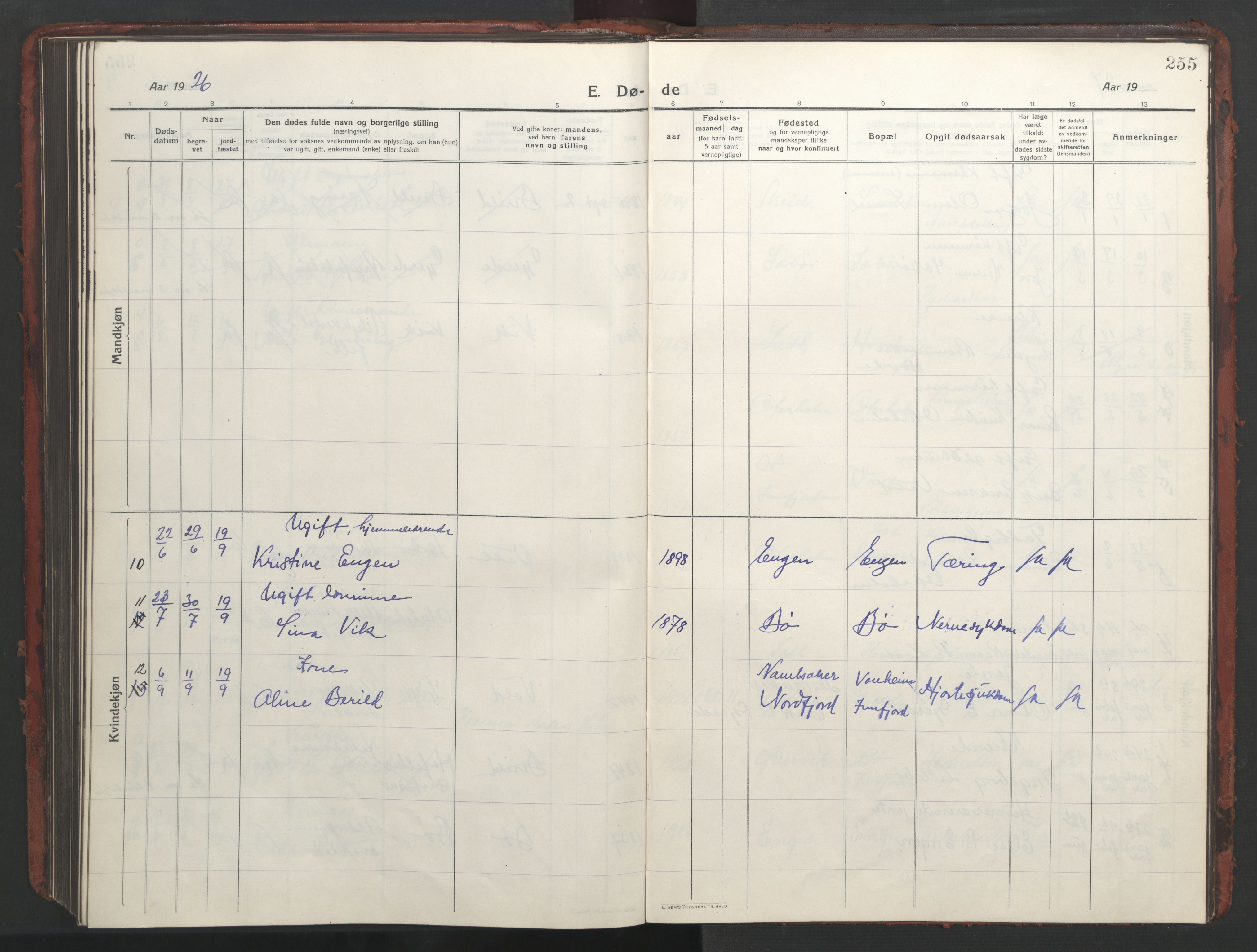 Ministerialprotokoller, klokkerbøker og fødselsregistre - Møre og Romsdal, AV/SAT-A-1454/543/L0565: Klokkerbok nr. 543C03, 1916-1955, s. 255